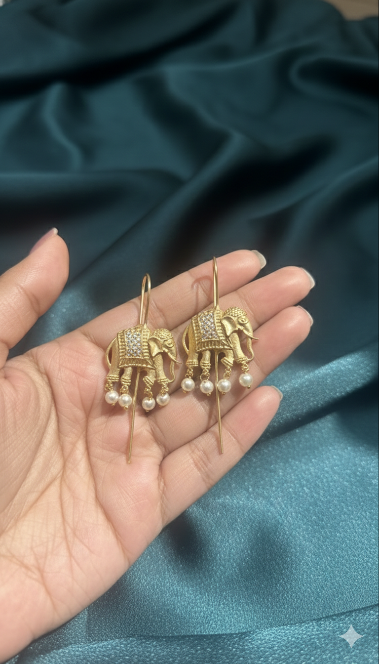 Haathi Brass Elephant Earcuffs