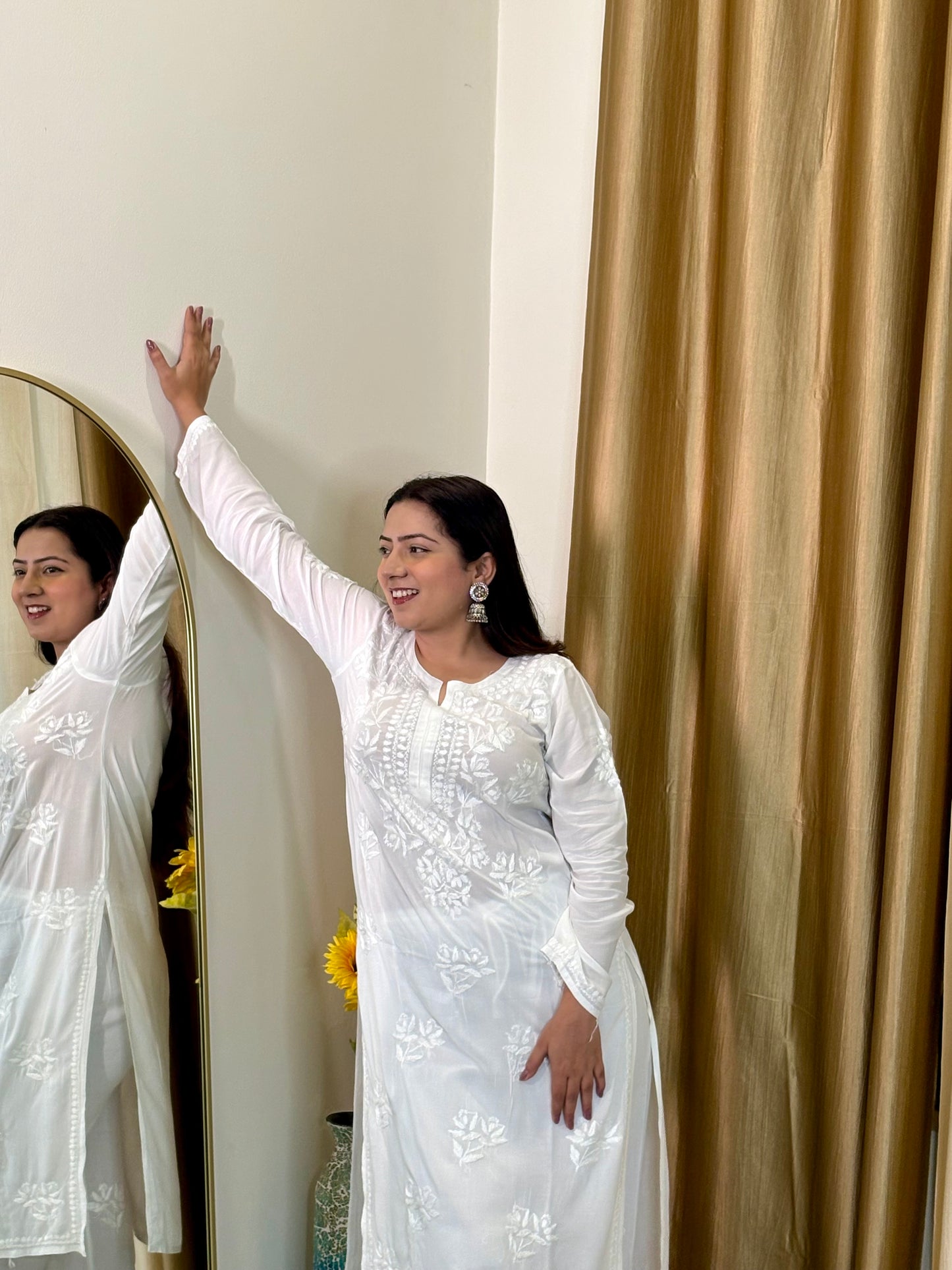 Noor Modal White Chikankari Coord Set