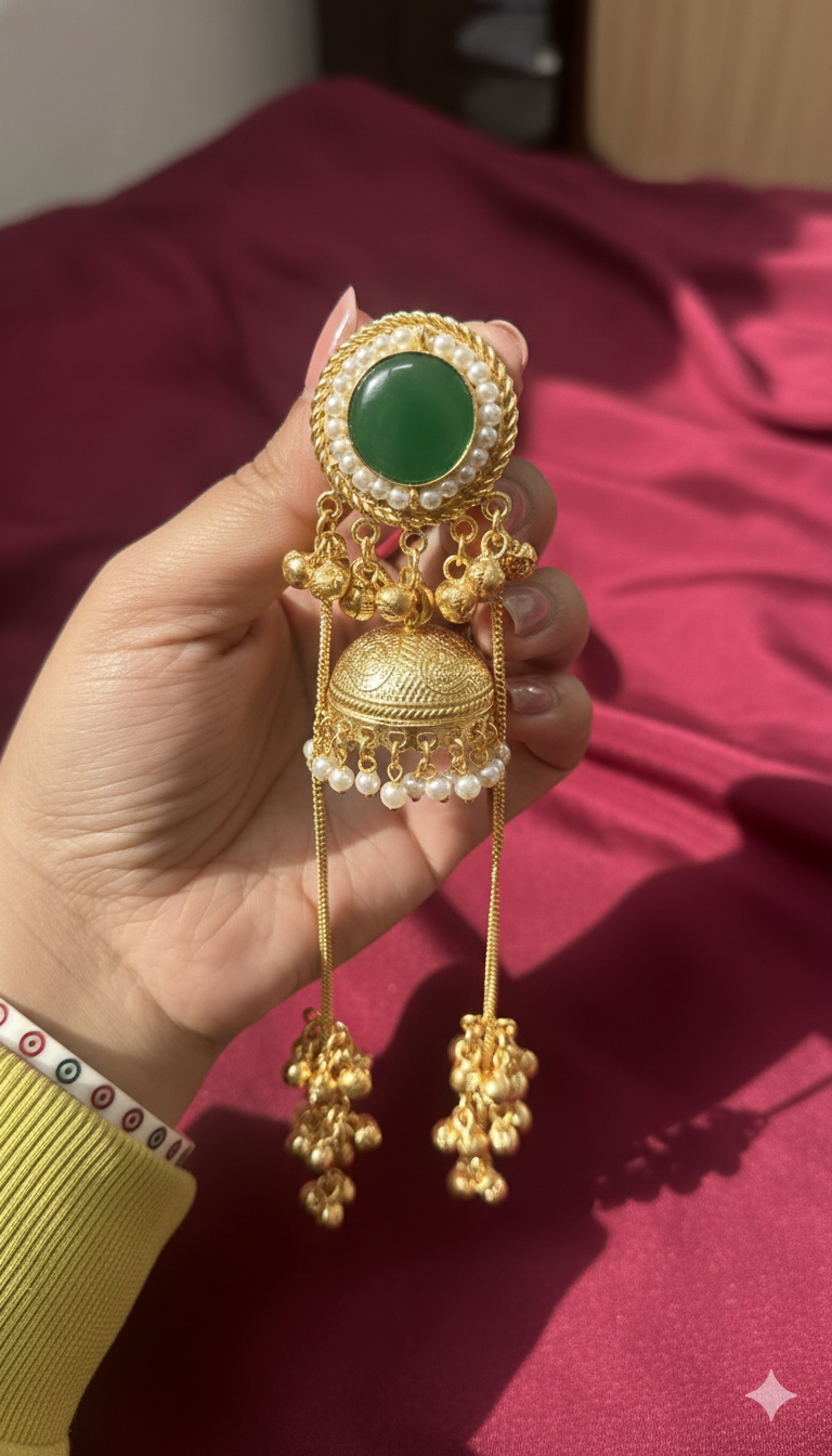 Emerald Baadal Long Jhumka