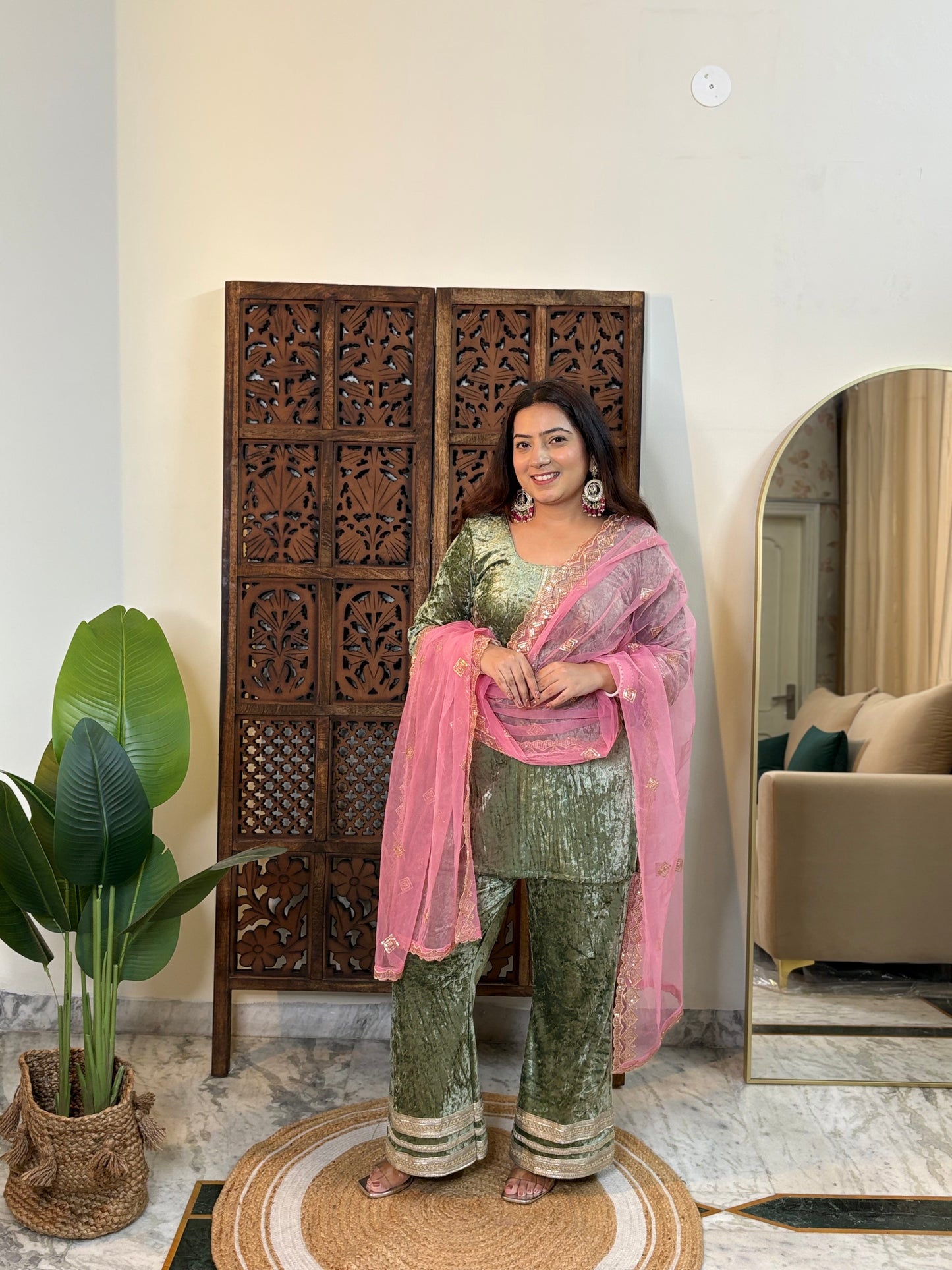 Sage Gulzar Velvet Set