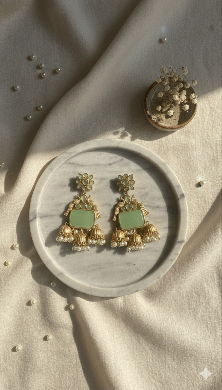 Rani Mint Brass Jhumka
