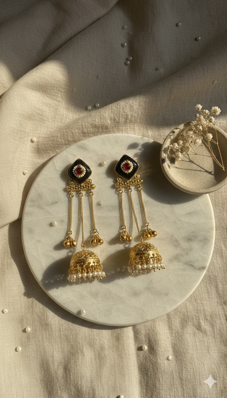 Ruhani Long Brass Jhumka