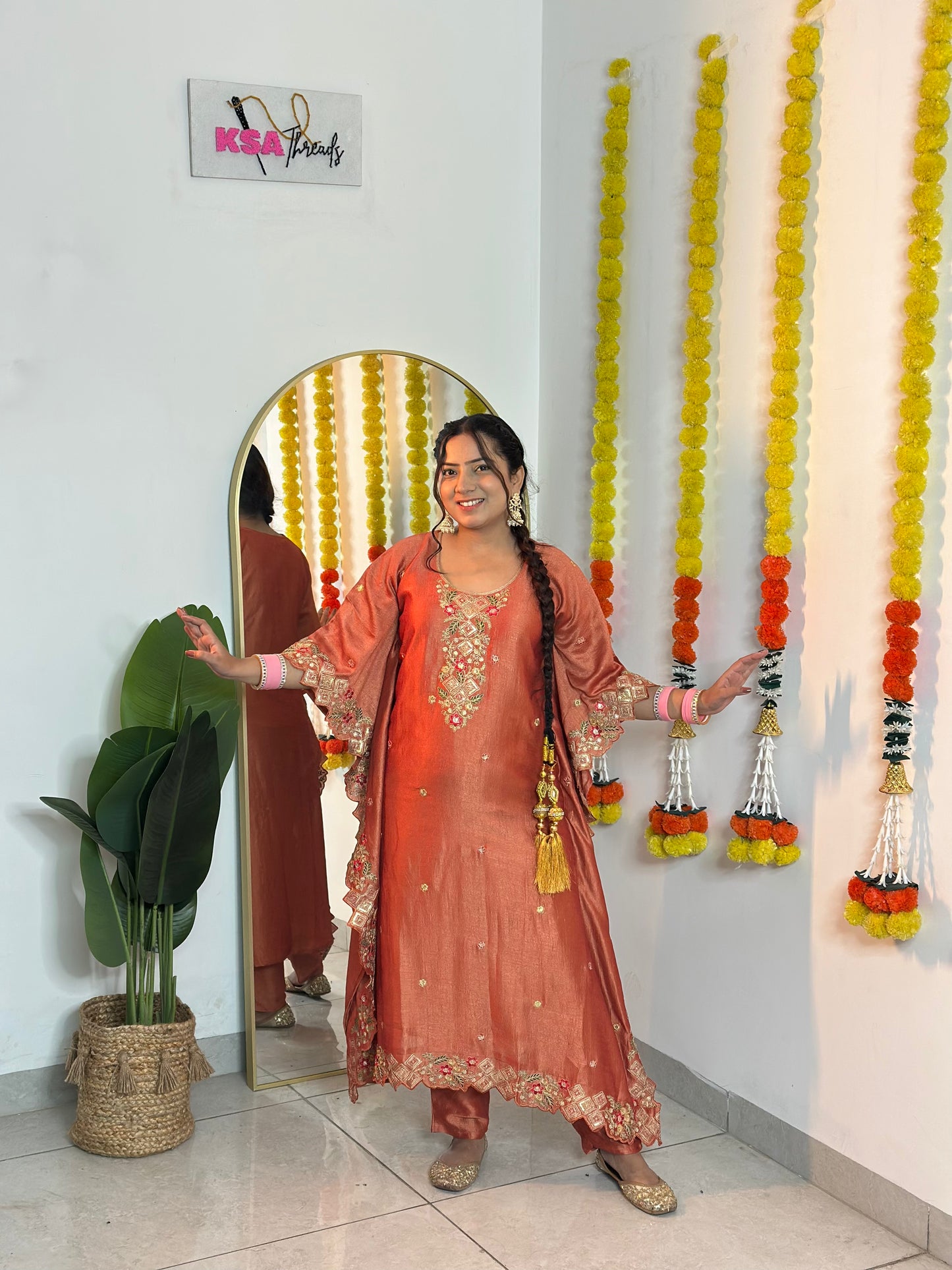 Festive Orange Kaftan Set