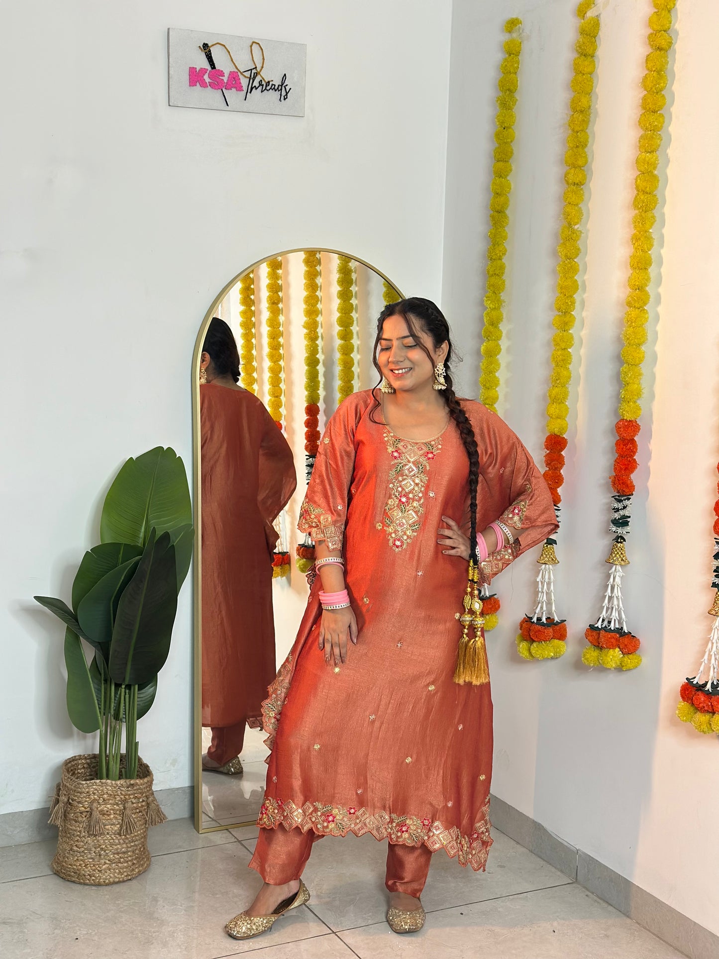 Festive Orange Kaftan Set