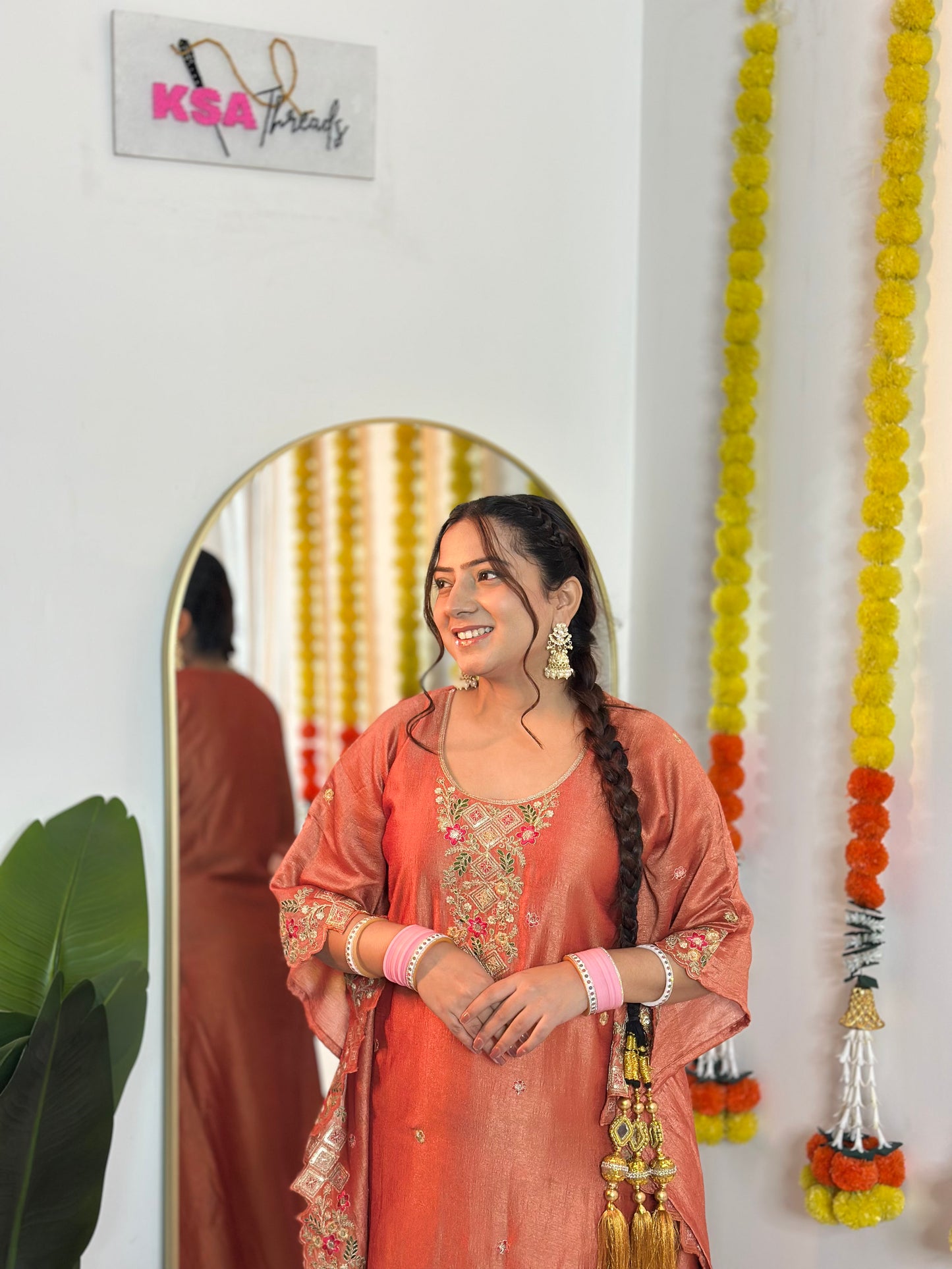 Festive Orange Kaftan Set