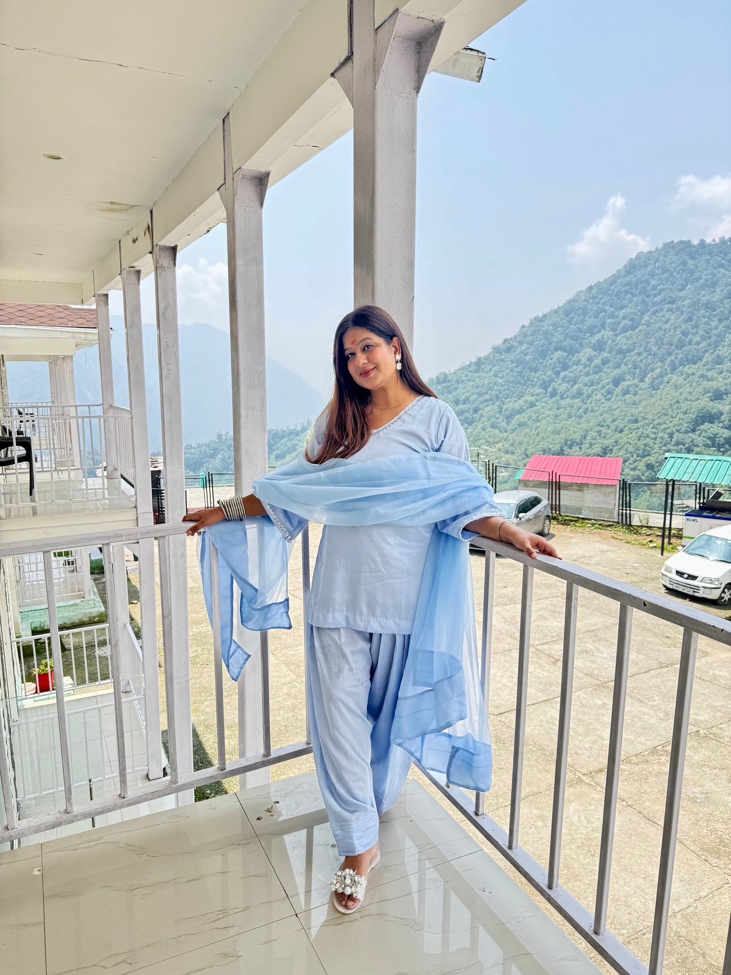 Sky Blue Farshi Salwar Suit