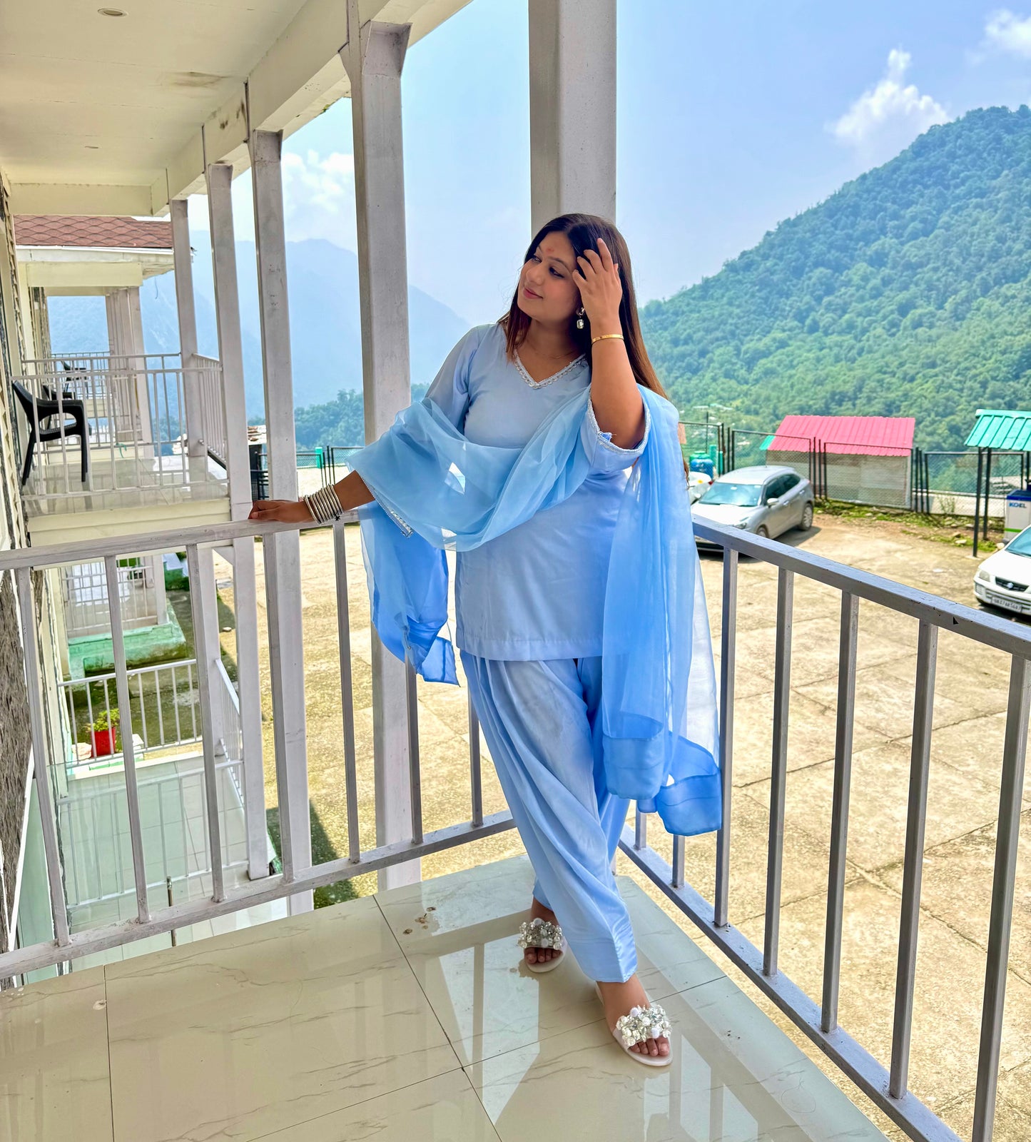 Sky Blue Farshi Salwar Suit