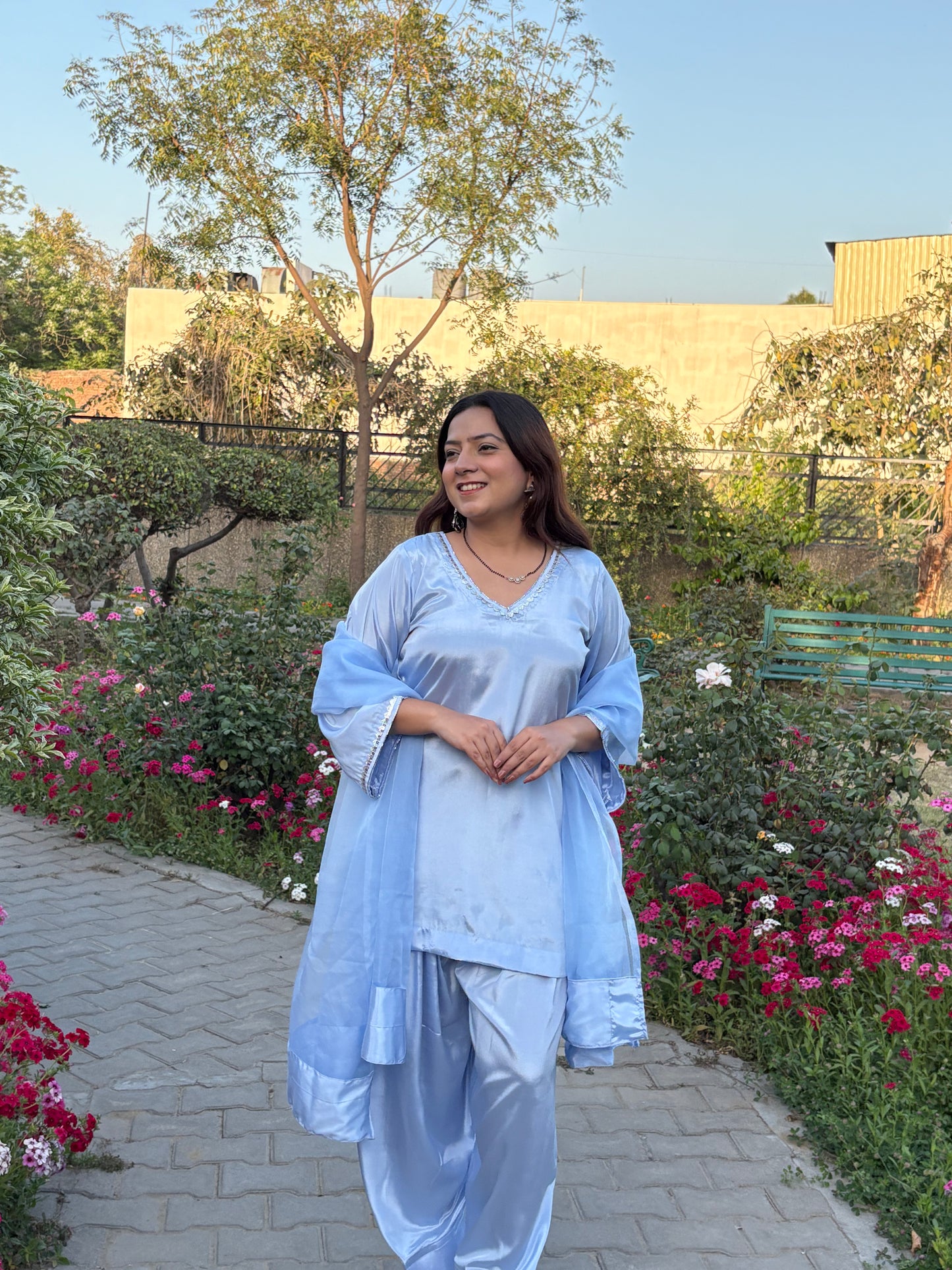 Sky Blue Farshi Salwar Suit