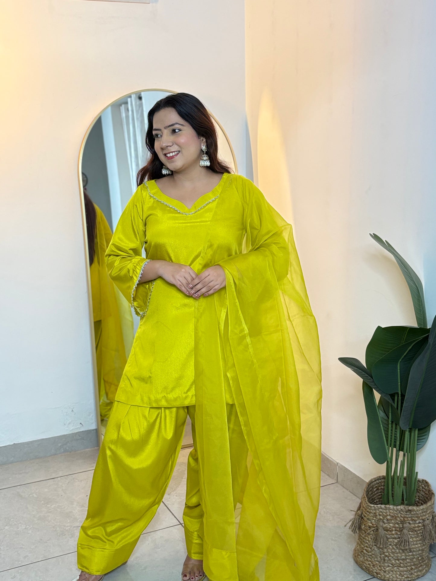 Neon Green Farshi Salwar Suit