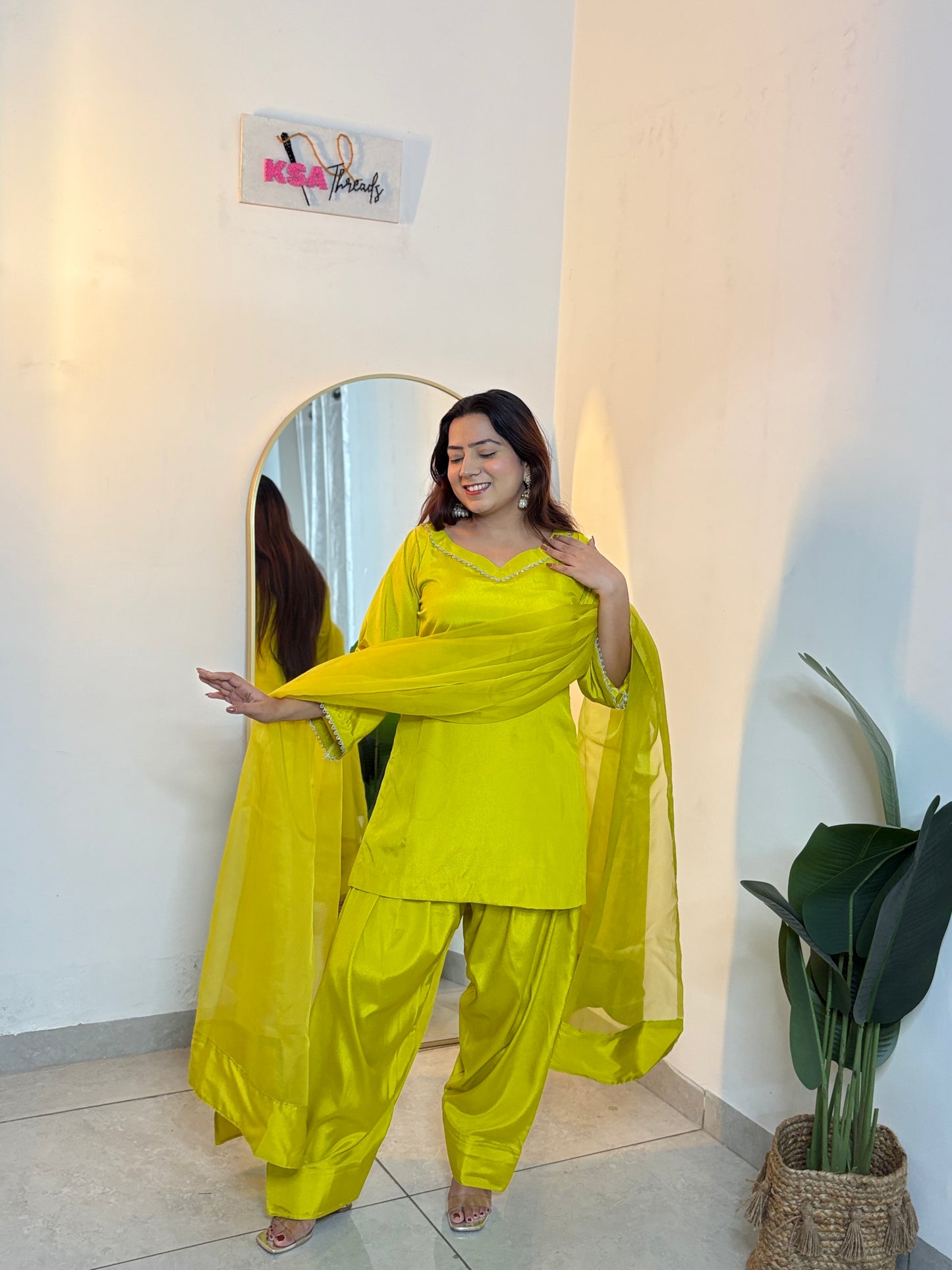 Neon Green Farshi Salwar Suit