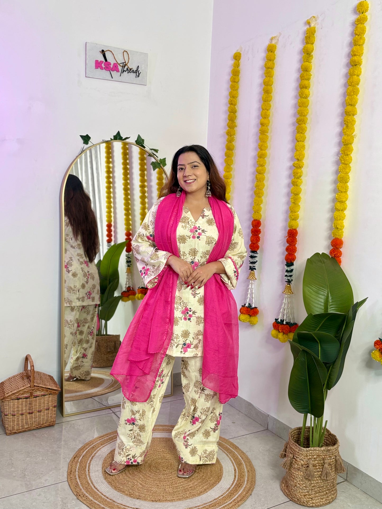 Printed Linen Farshi Salwar Suit