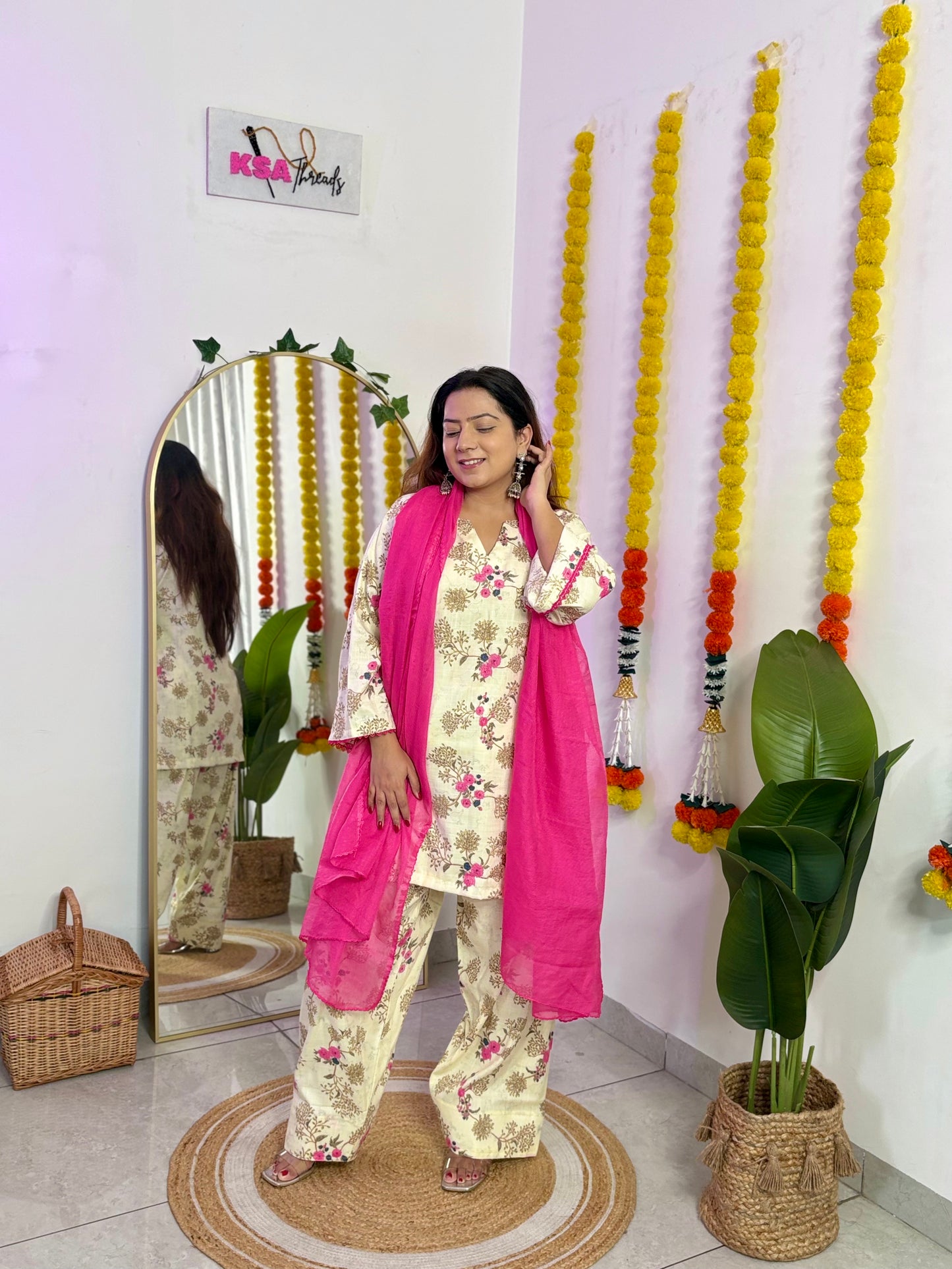 Printed Linen Farshi Salwar Suit
