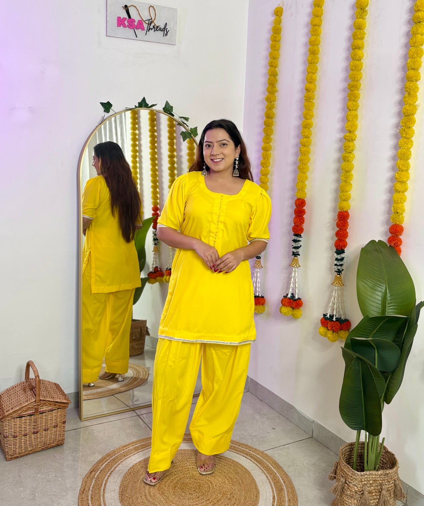 Yellow Farshi Salwar Co-ord Set