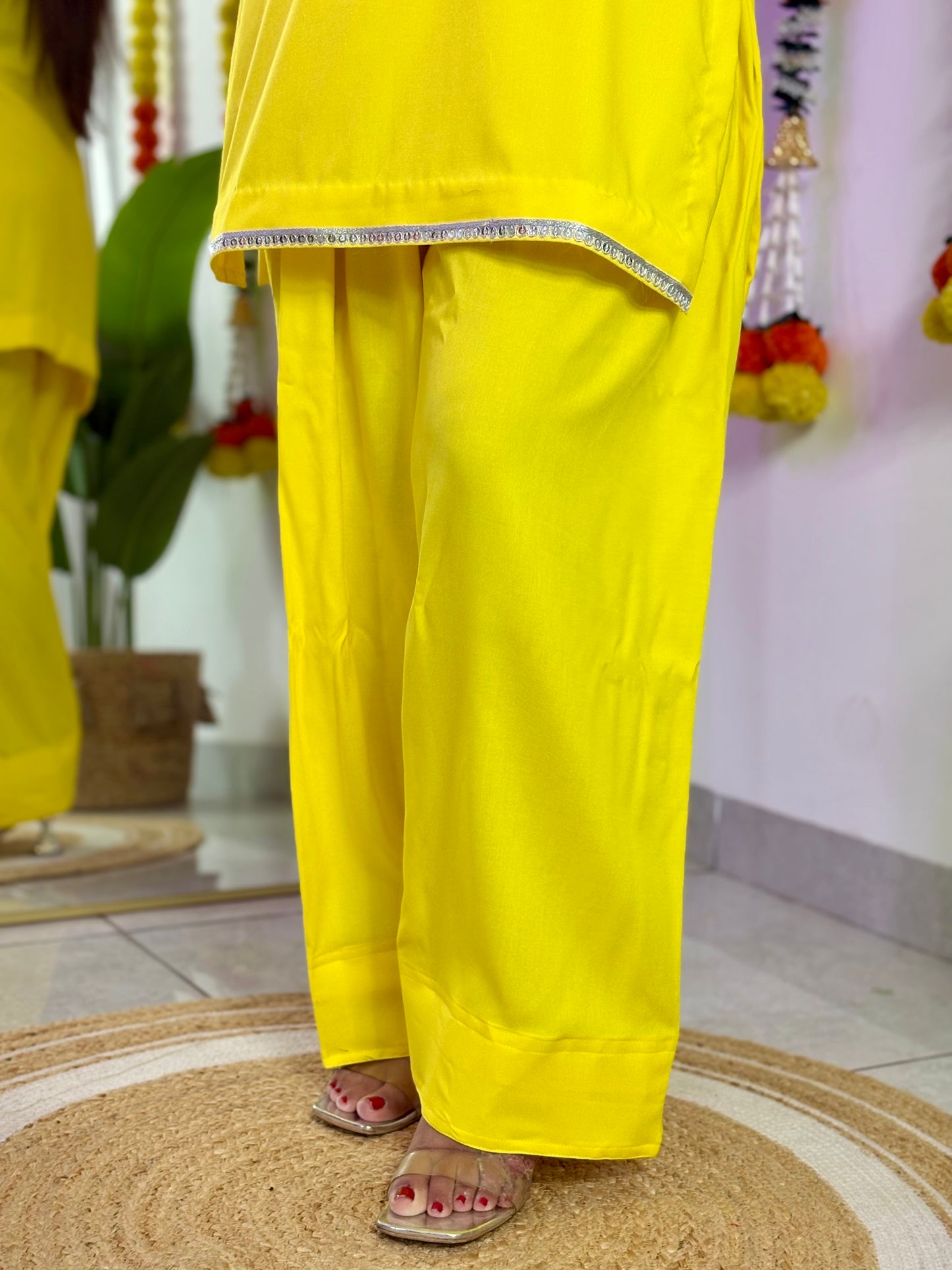 Yellow Farshi Salwar Co-ord Set