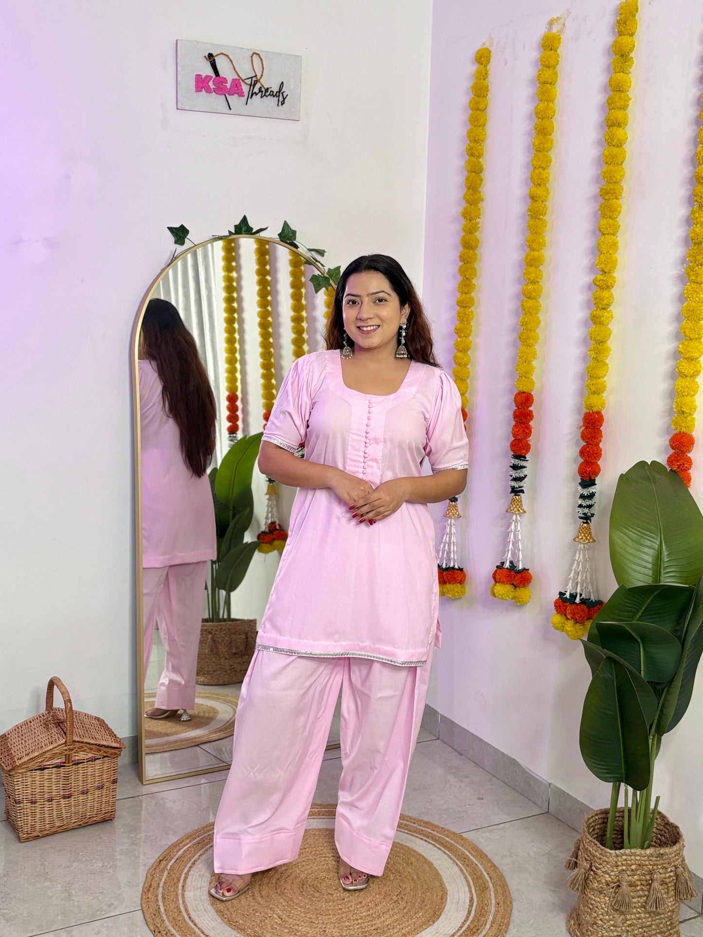Baby Pink Farshi Salwar Co-ord Set
