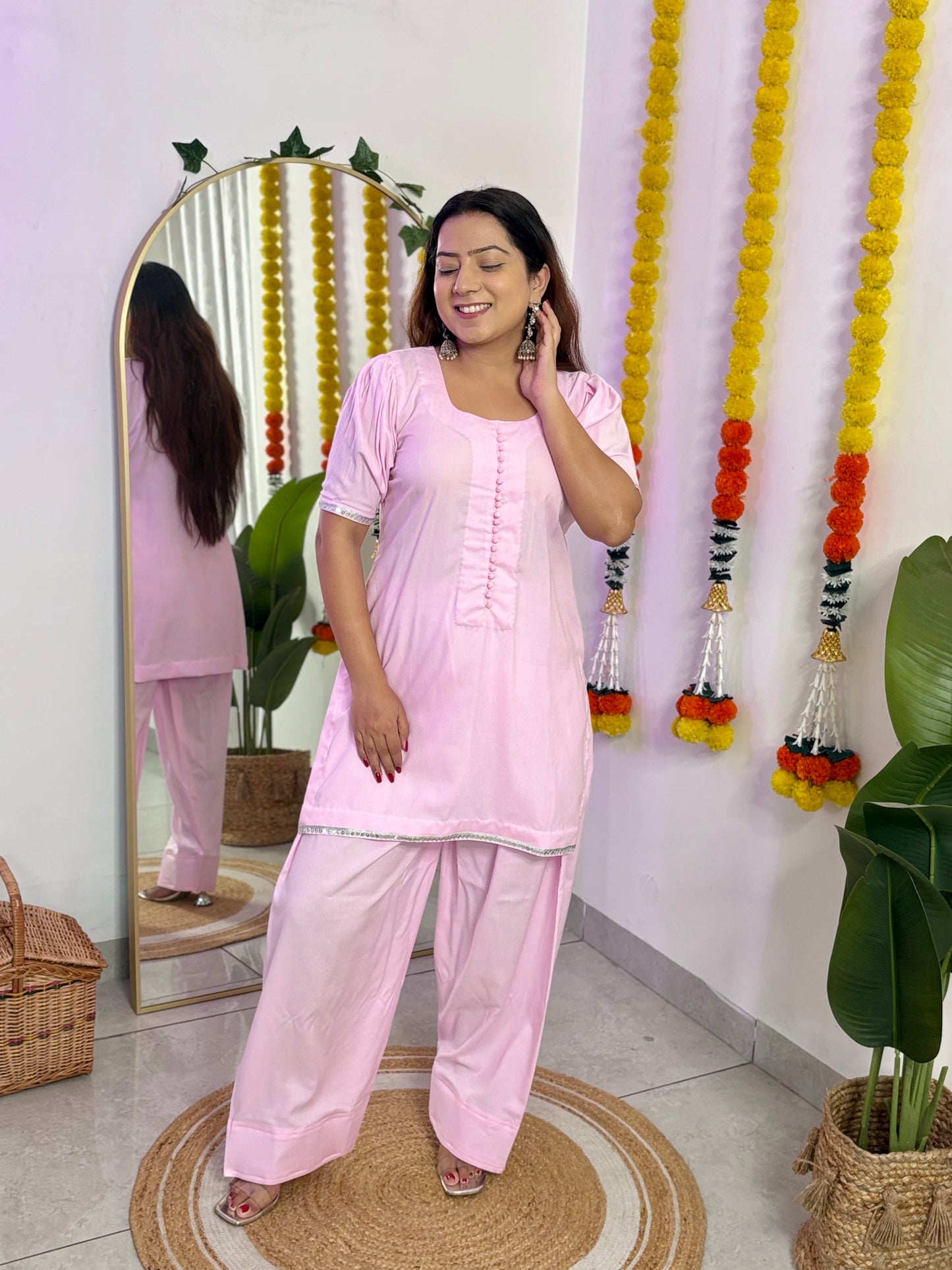 Baby Pink Farshi Salwar Co-ord Set