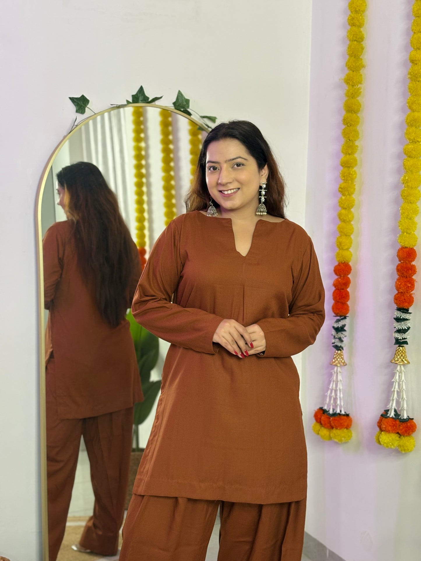 Brown Farshi Salwar Suit
