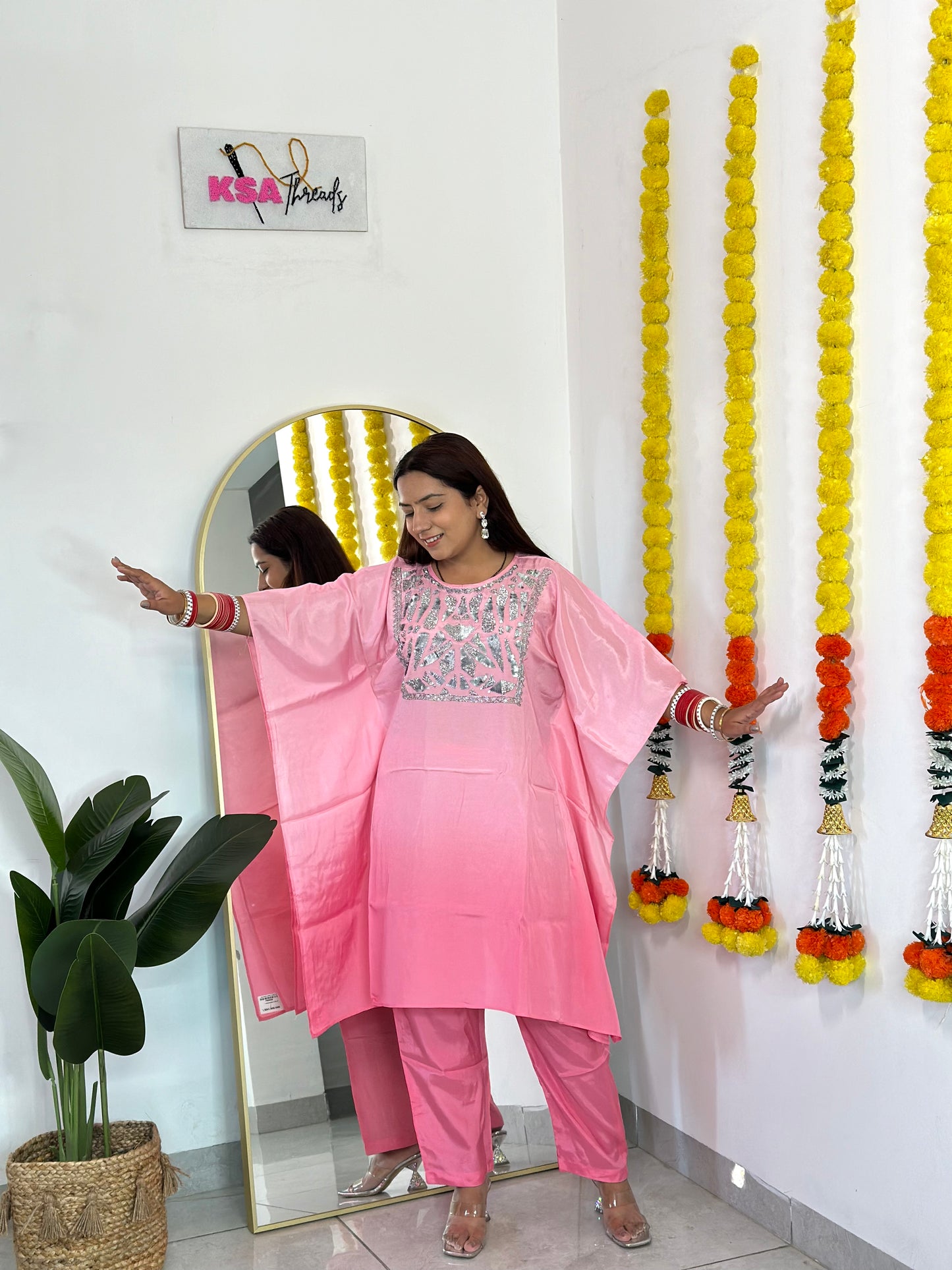 Ombre Kaftan Hand Embroidered Set