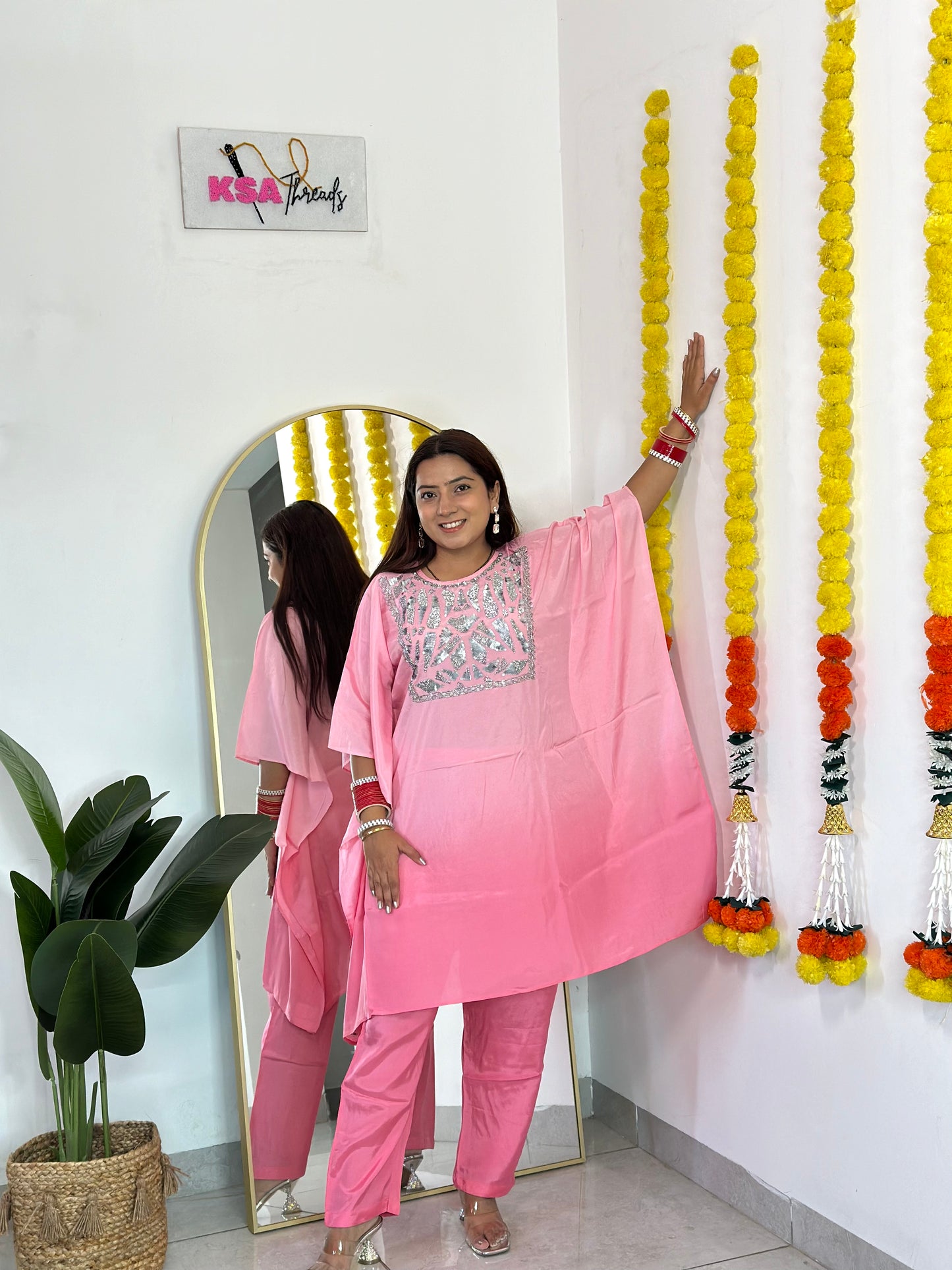 Ombre Kaftan Hand Embroidered Set