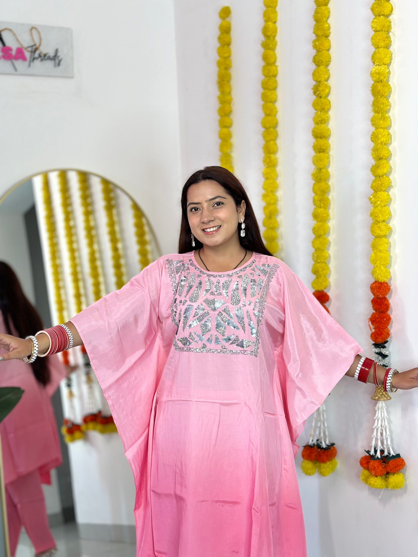 Ombre Kaftan Hand Embroidered Set