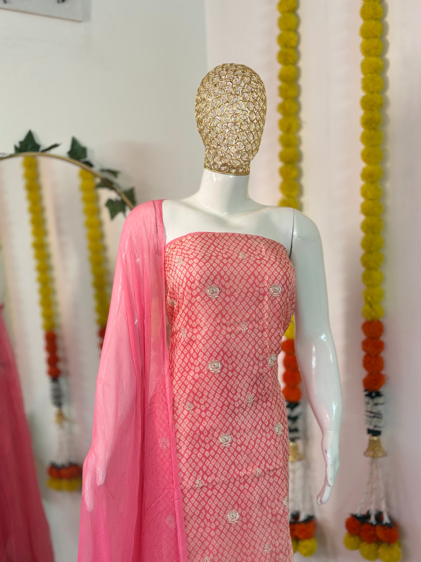 Pure Silk Ombre Embroidered Suit