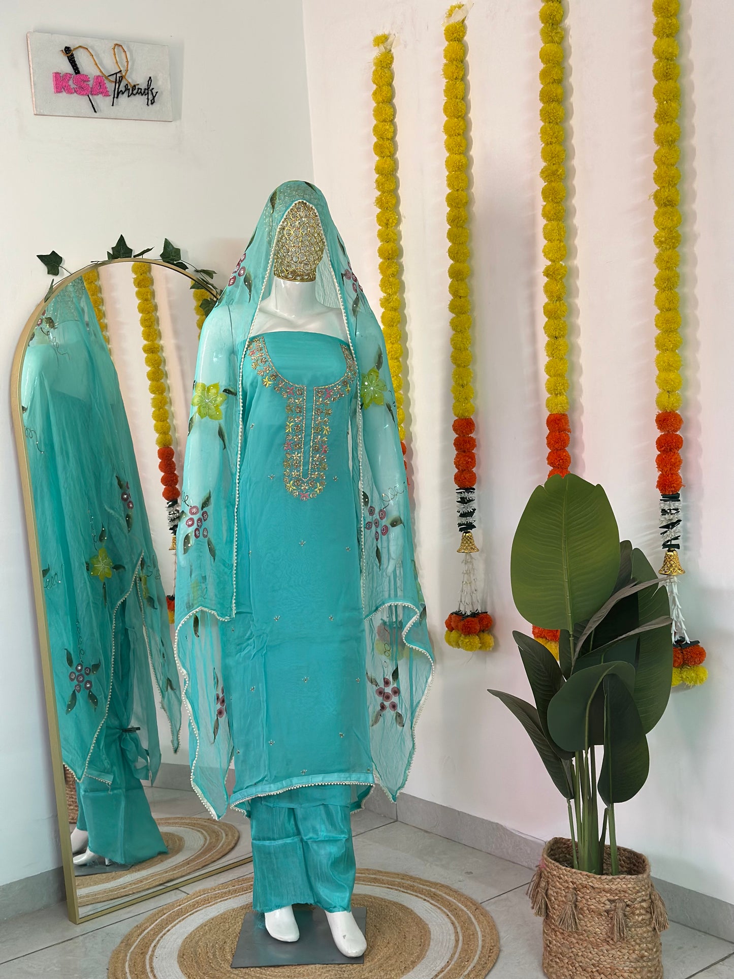 Pure Viscose Embroidered Suit