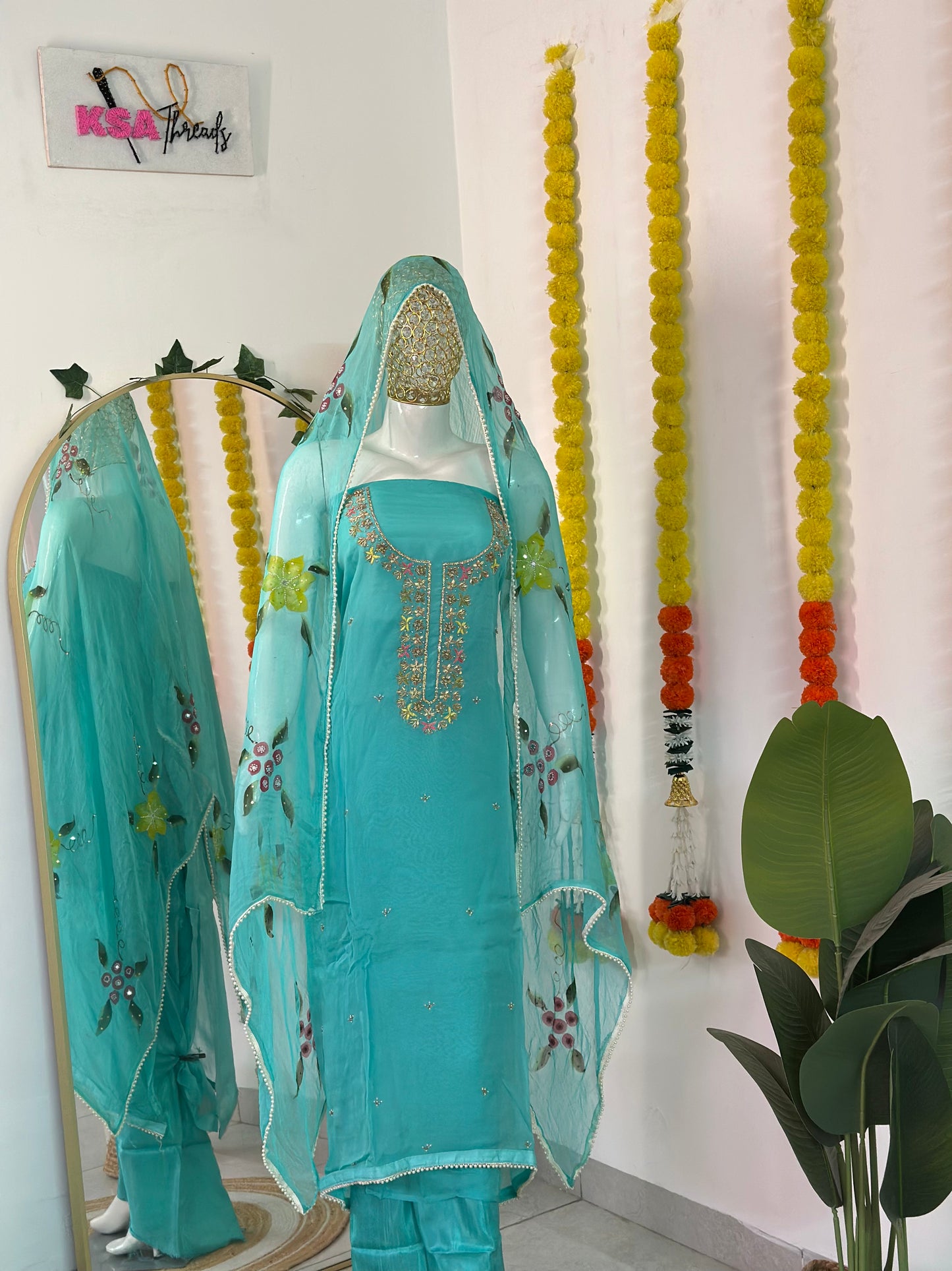 Pure Viscose Embroidered Suit