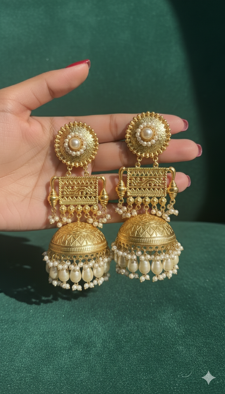 Rajwadi Brass Temple Jhumka