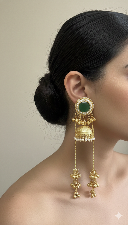 Emerald Baadal Long Jhumka