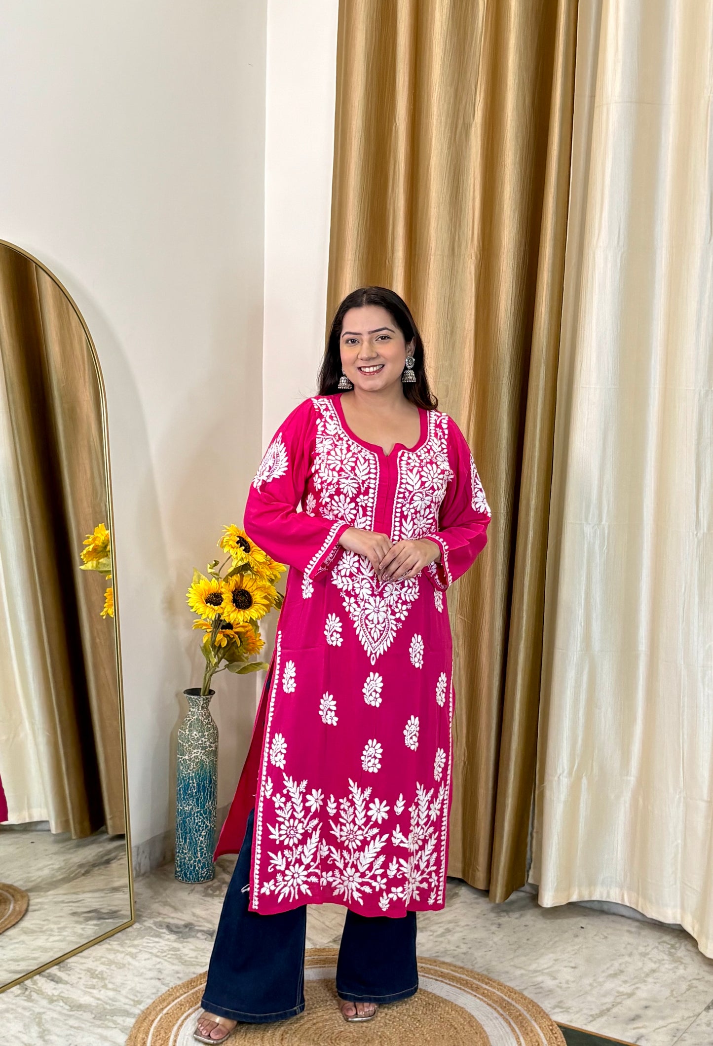 Noor Handcrafted Chikankari Modal Kurti