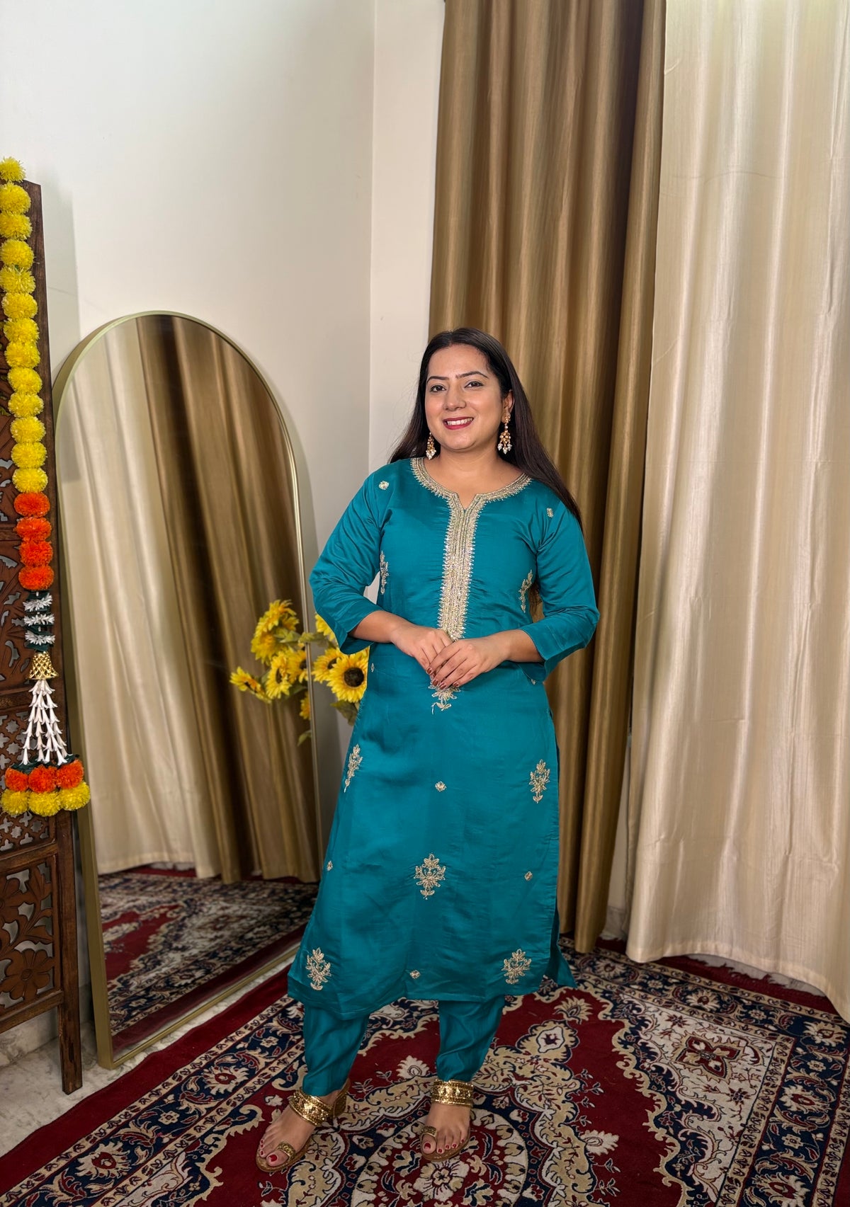 Sky Blue Contrast Pant Suit