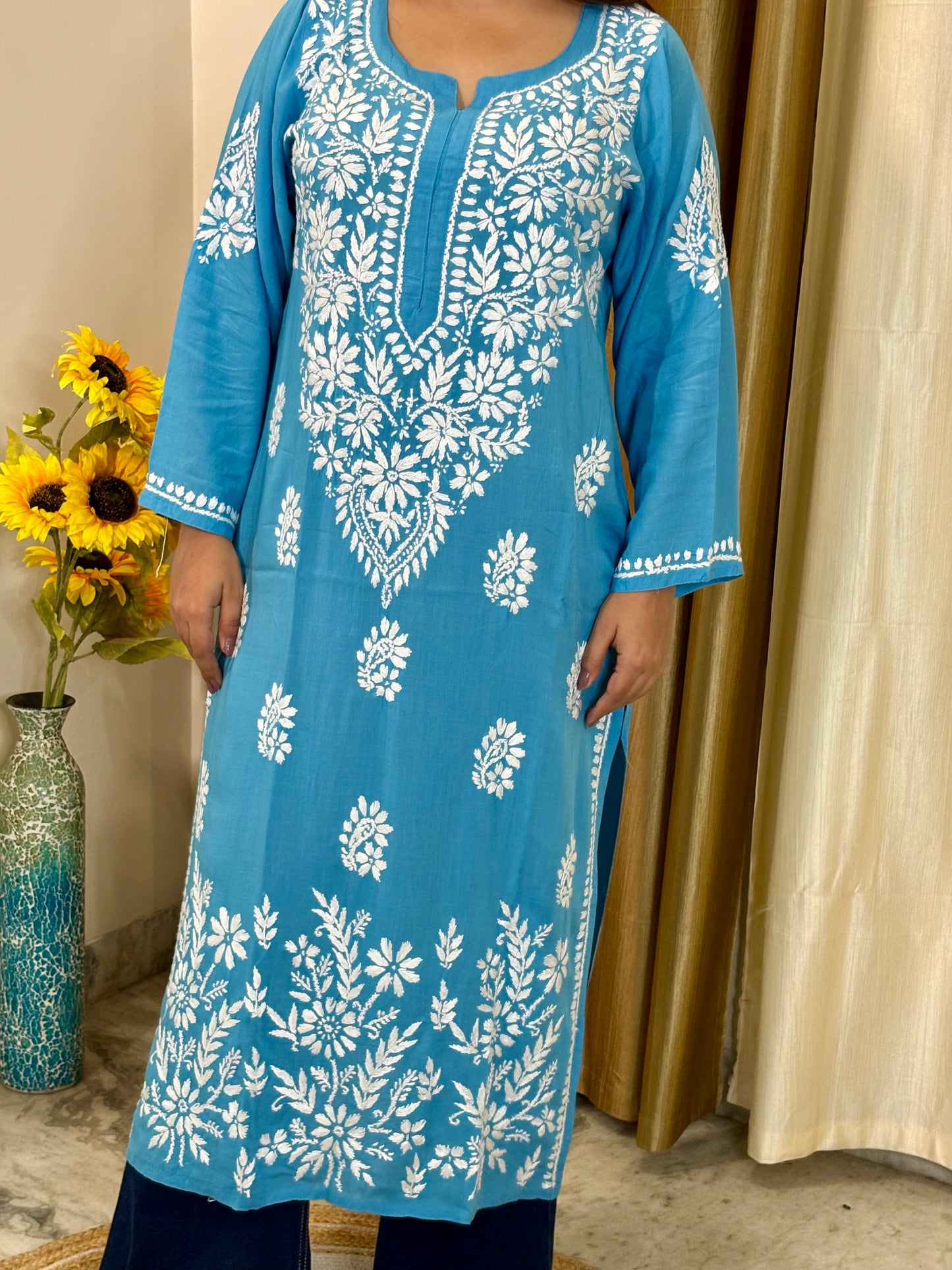 Noor Handcrafted Chikankari Modal Kurti
