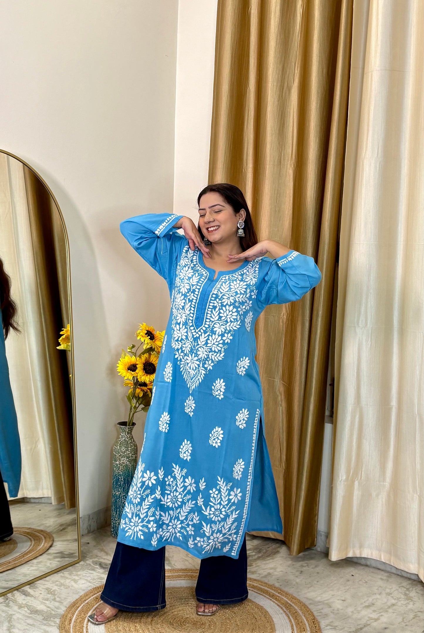 Noor Handcrafted Chikankari Modal Kurti