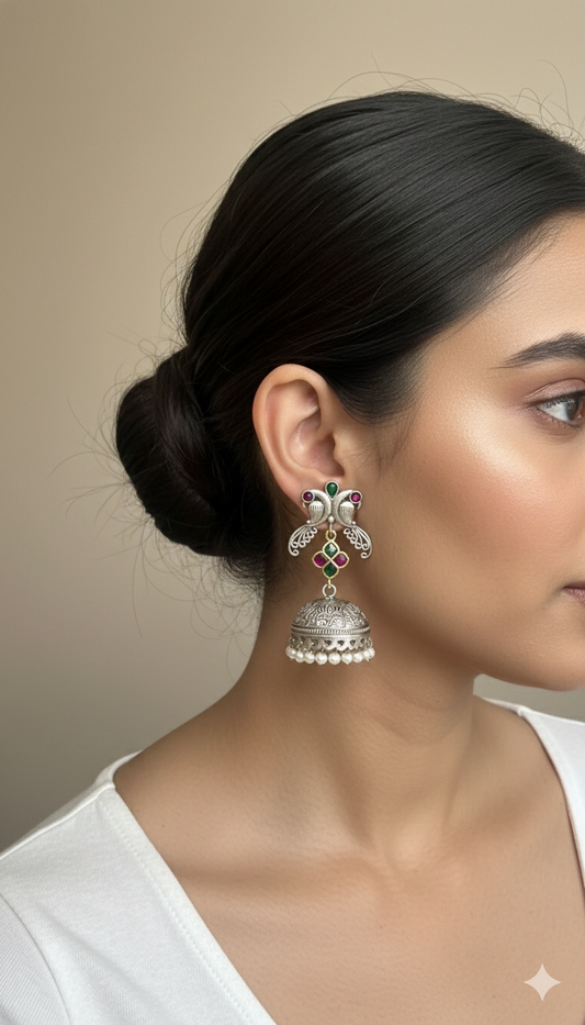 Gulnaar Oxidised Jhumka