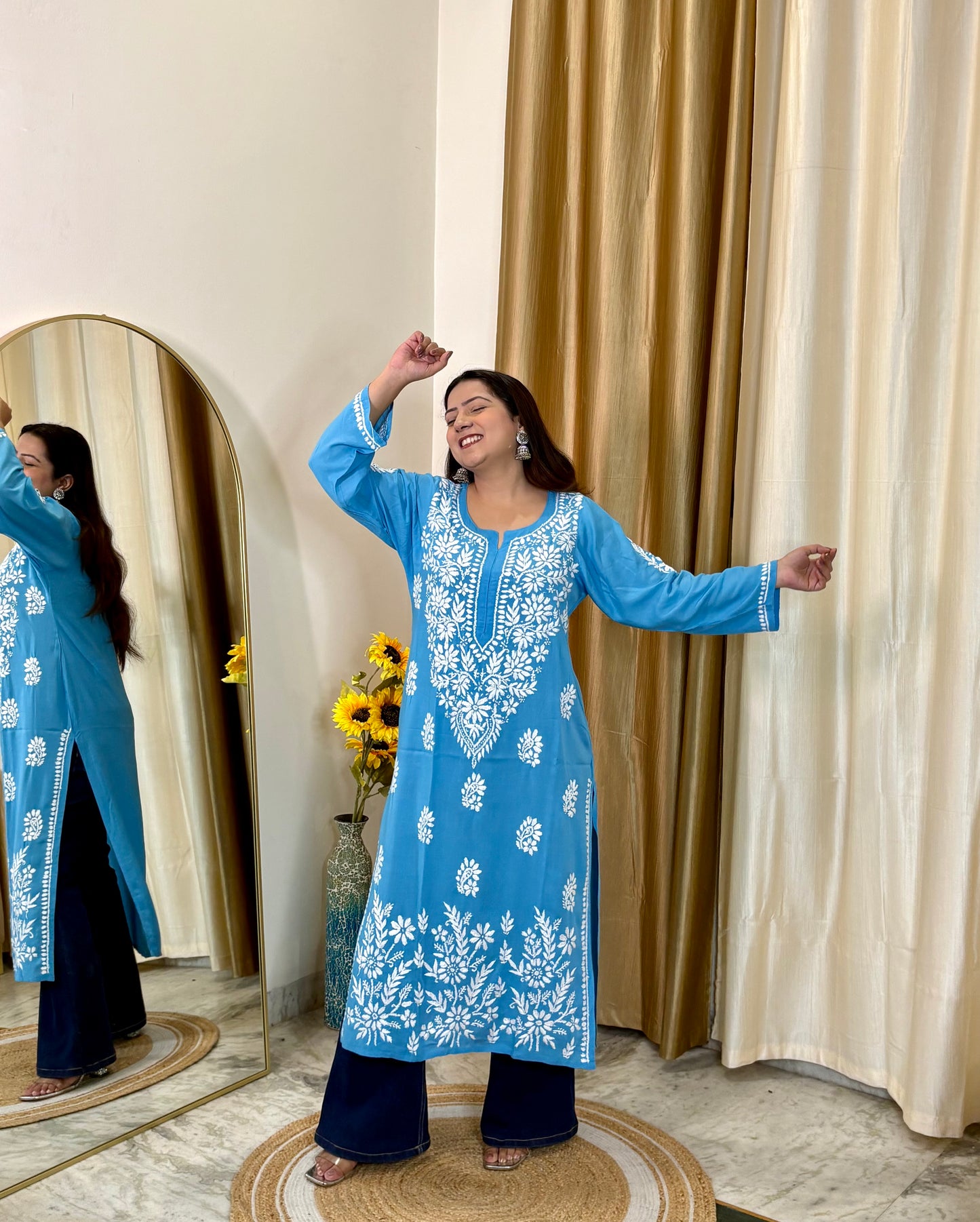 Noor Handcrafted Chikankari Modal Kurti