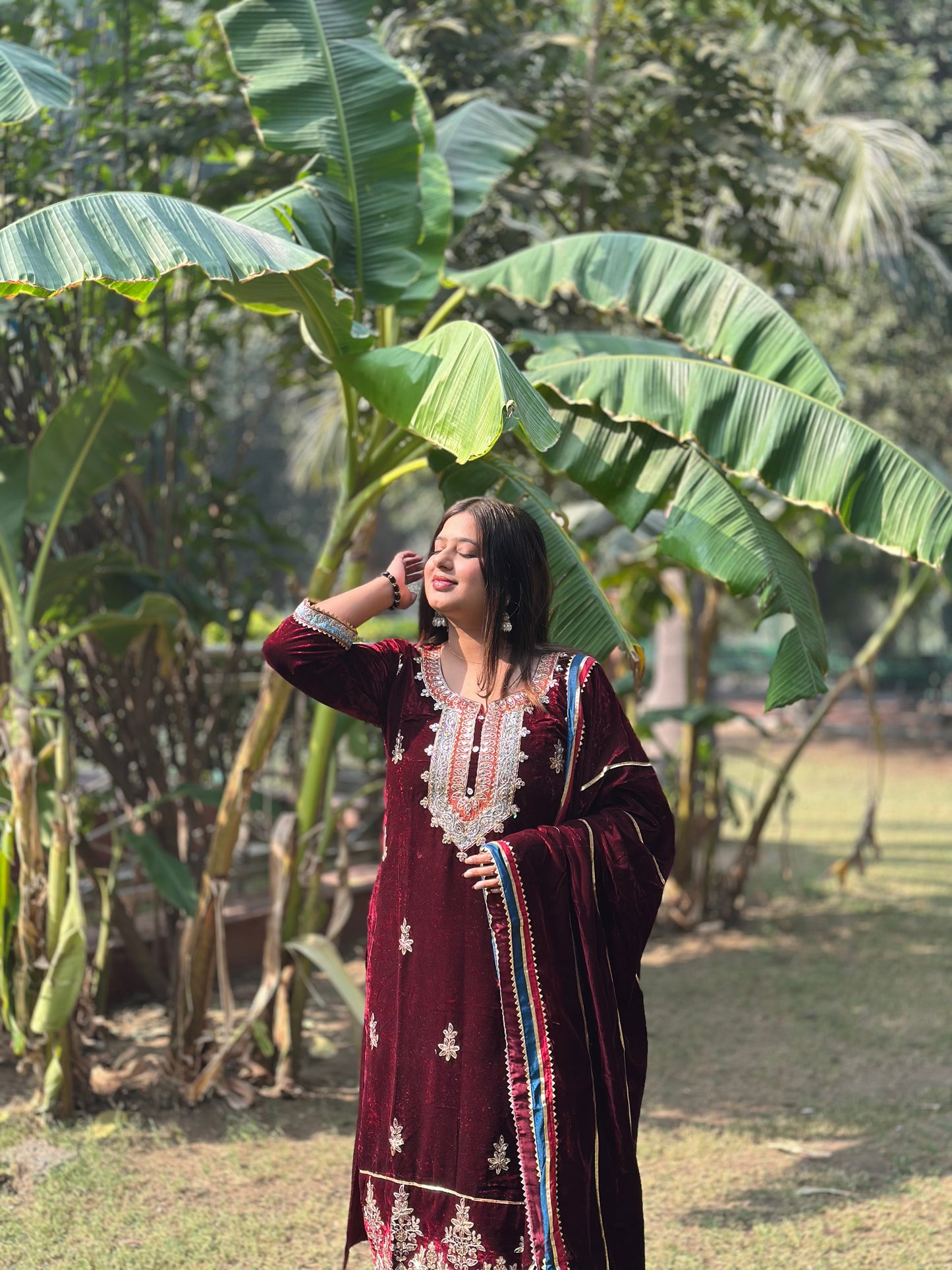 Nazakat Straight Velvet Suit