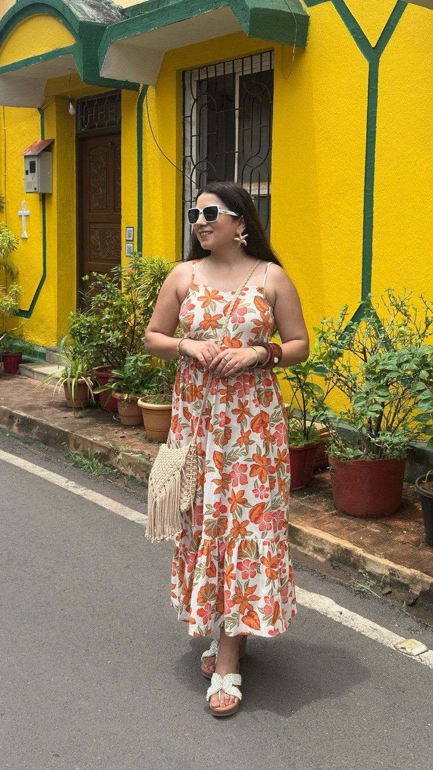 Sanjh Phool Linen Dress