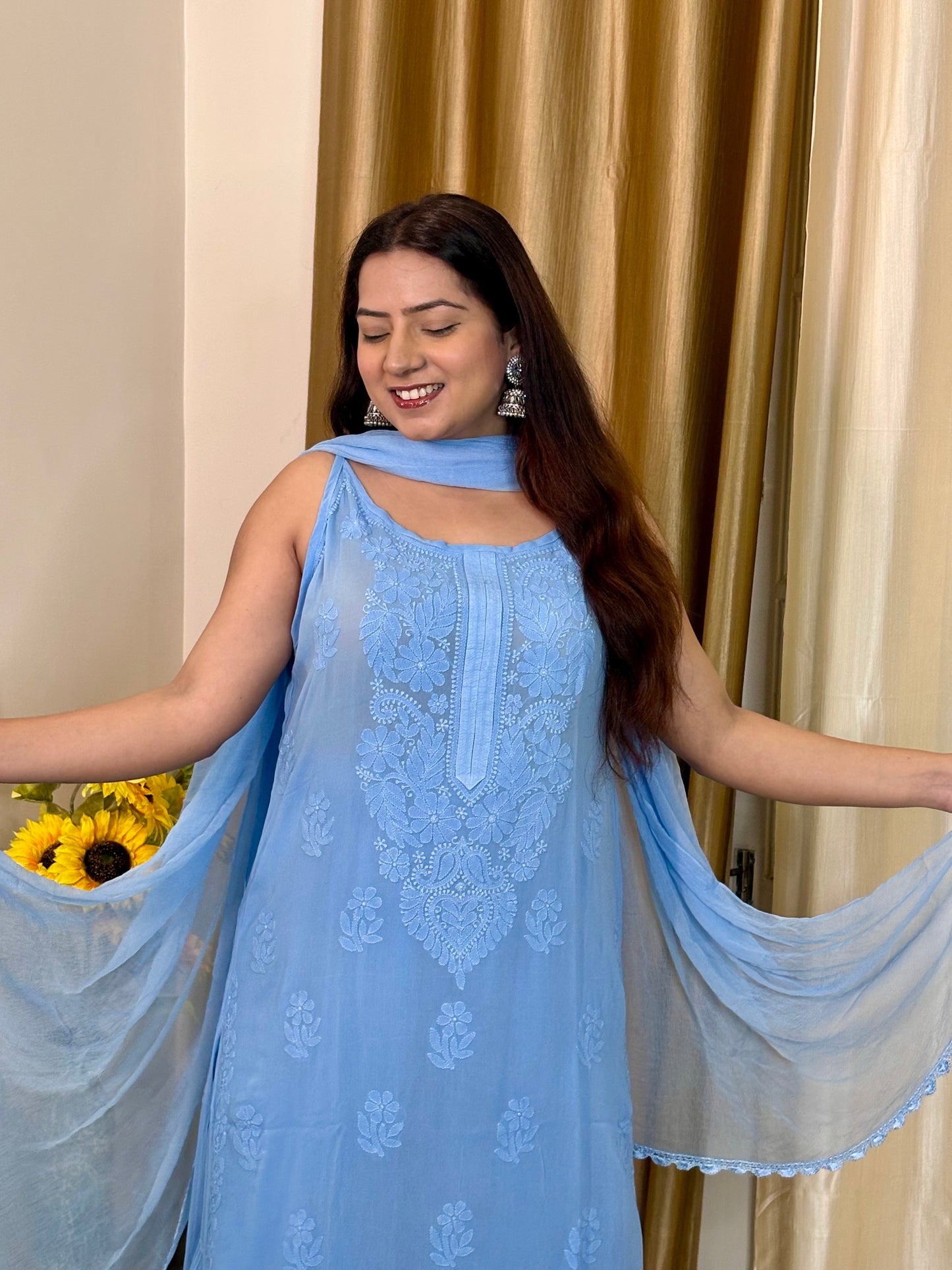 Noor Viscose Chikankari Suit Set – 3 Piece