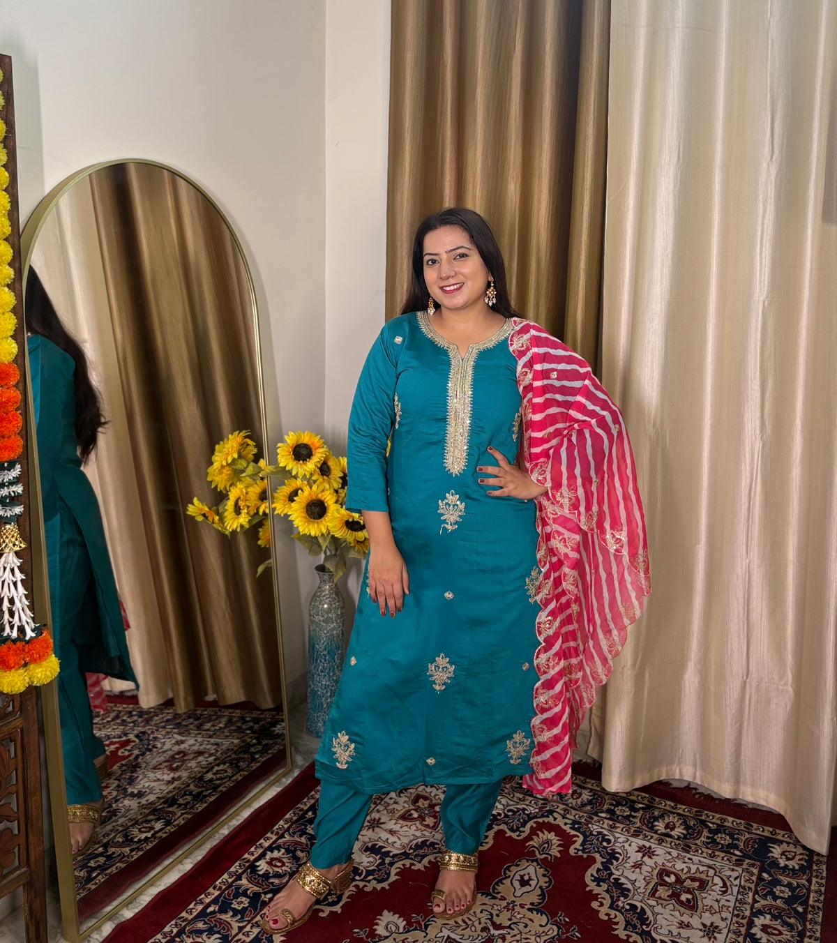 Sky Blue Contrast Pant Suit