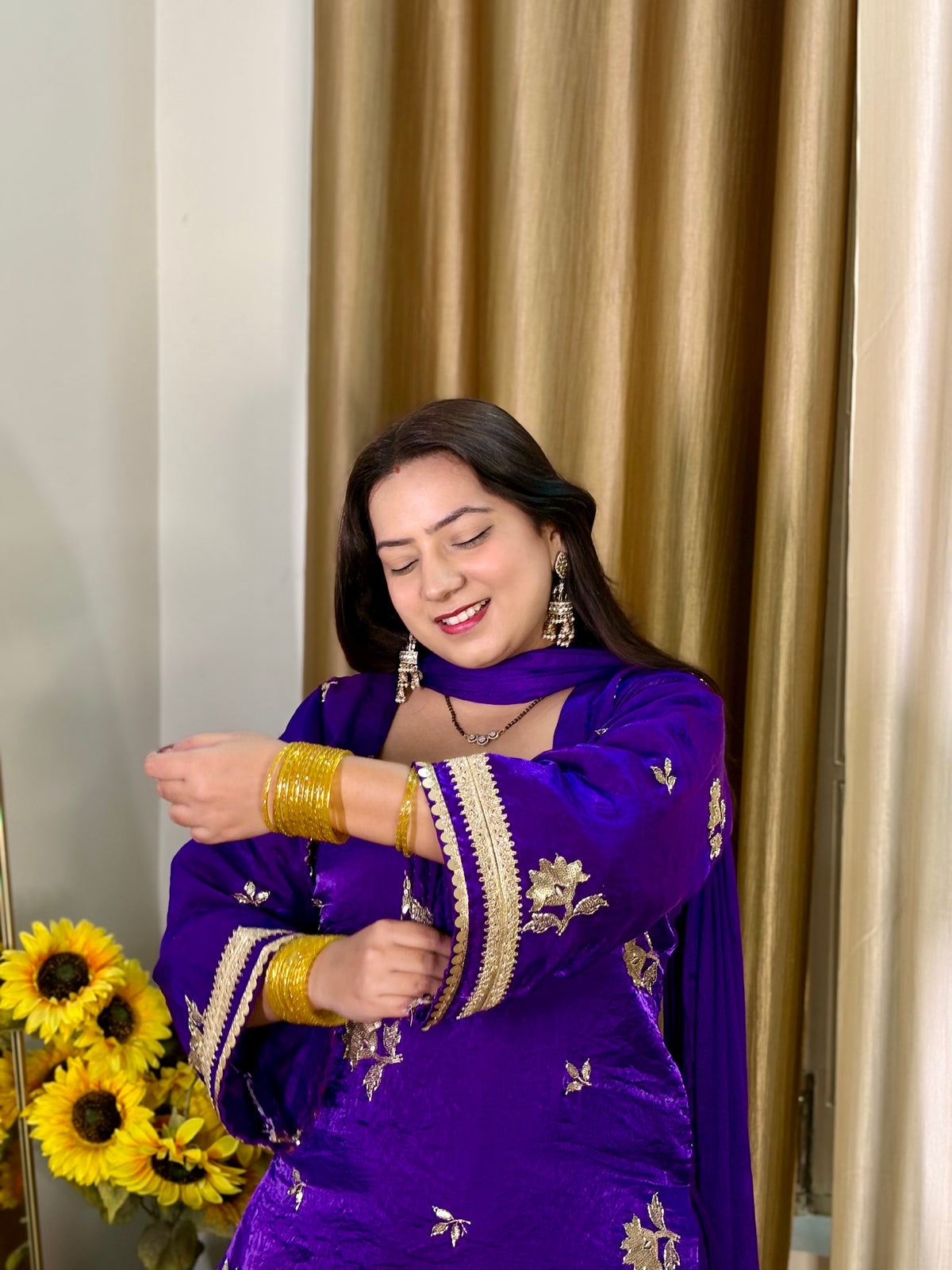 Embroidered Purple Farshi Suit