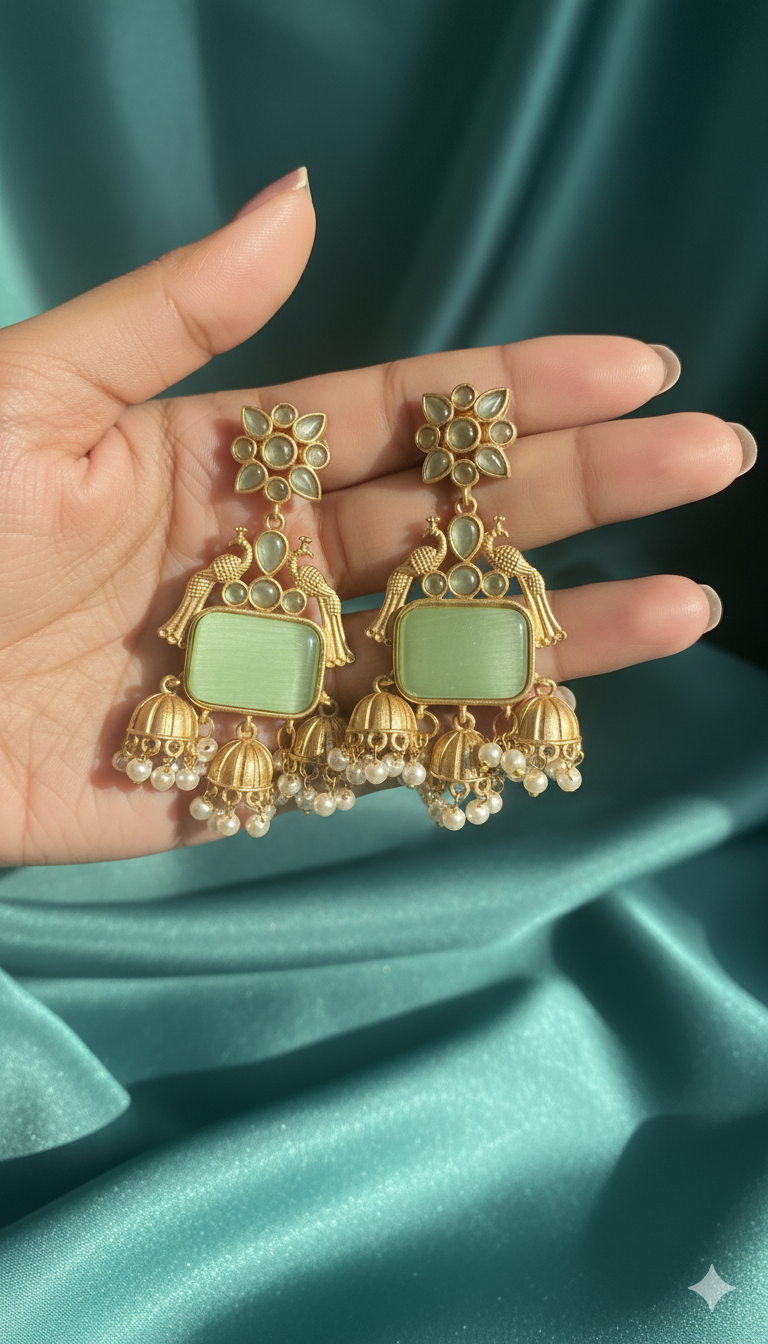 Rani Mint Brass Jhumka