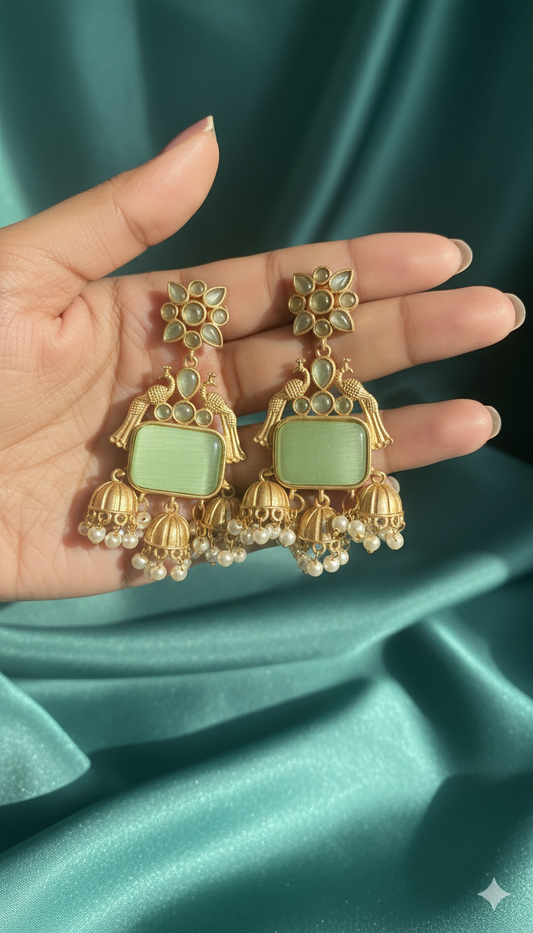 Rani Mint Brass Jhumka