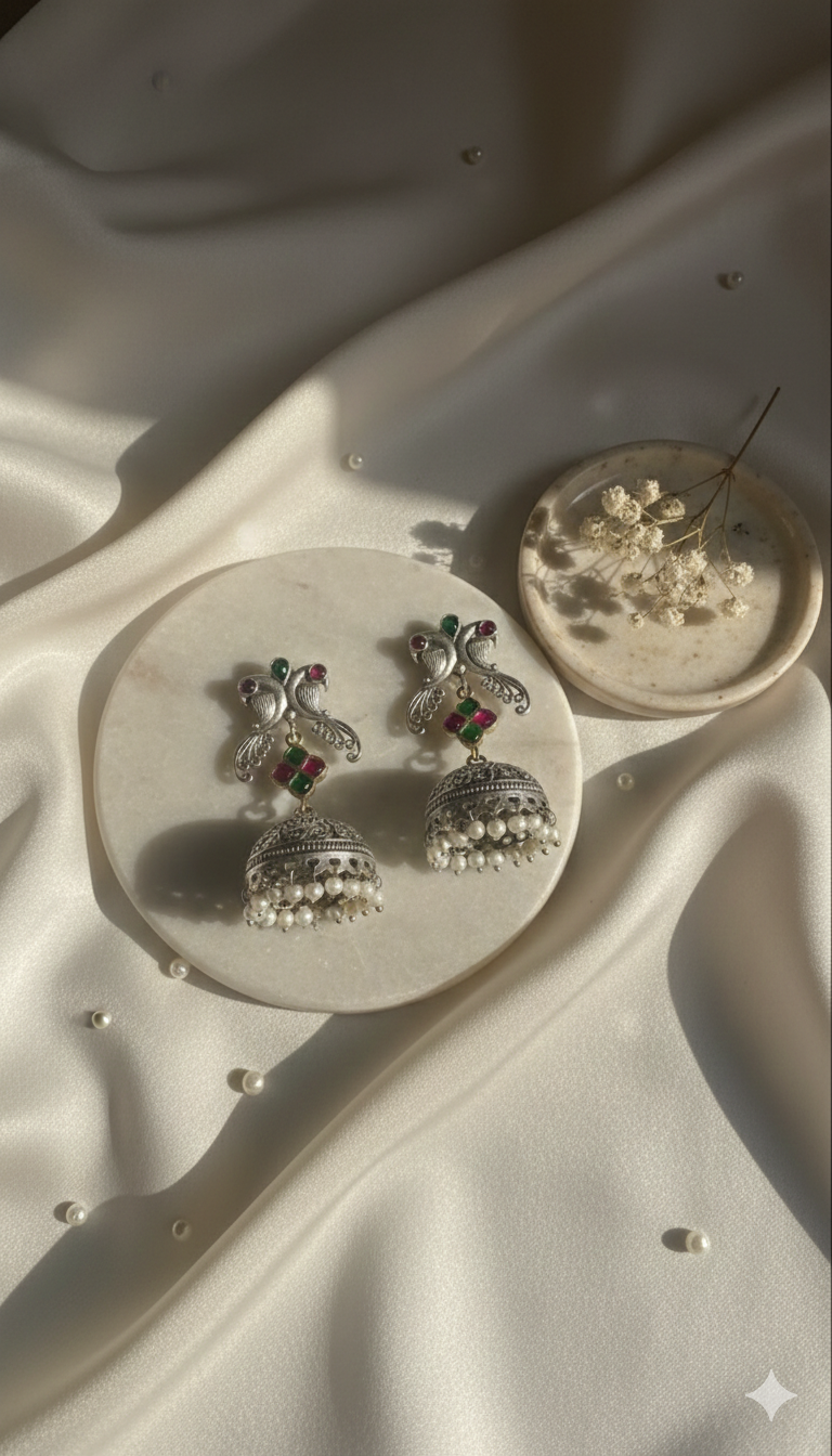 Gulnaar Oxidised Jhumka