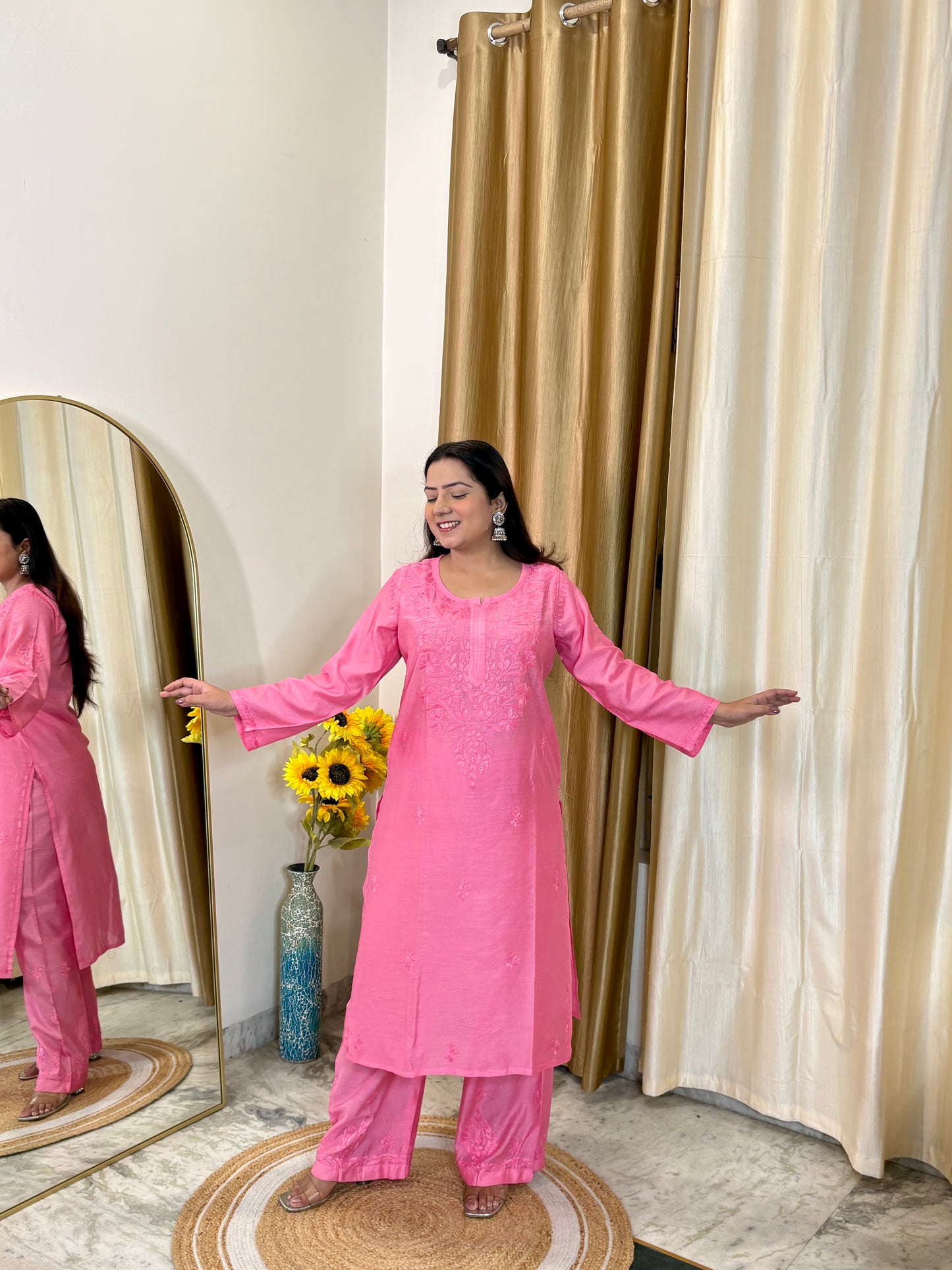 Noor Mul Chanderi Chikankari Coord Set