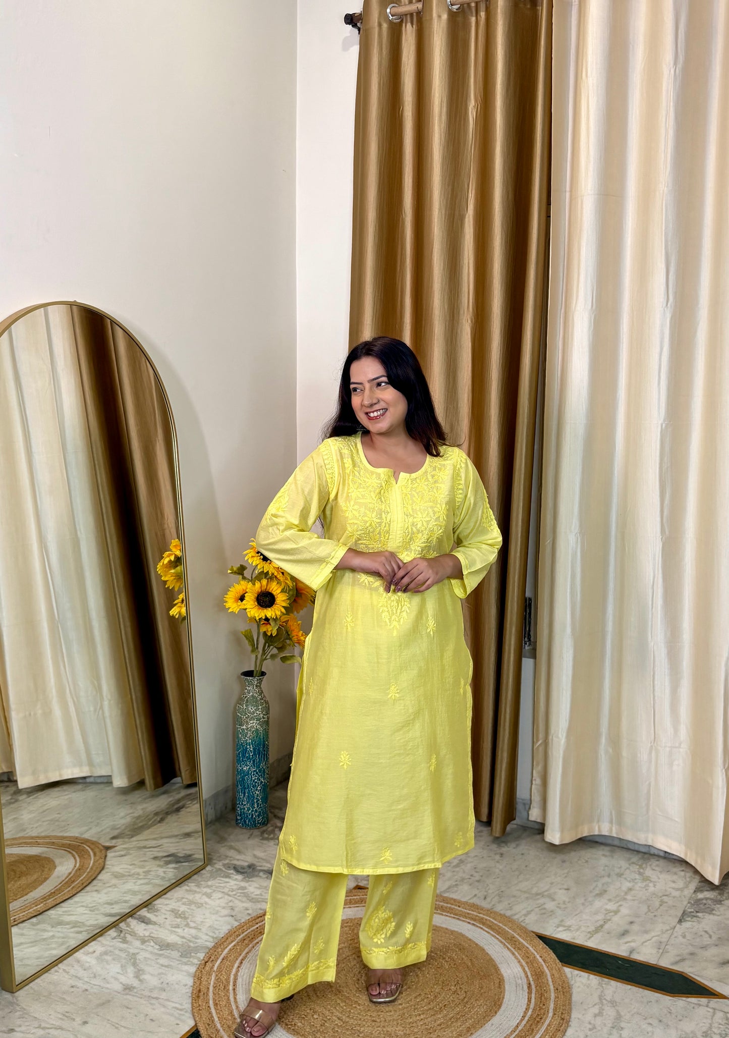 Noor Mul Chanderi Chikankari Coord Set
