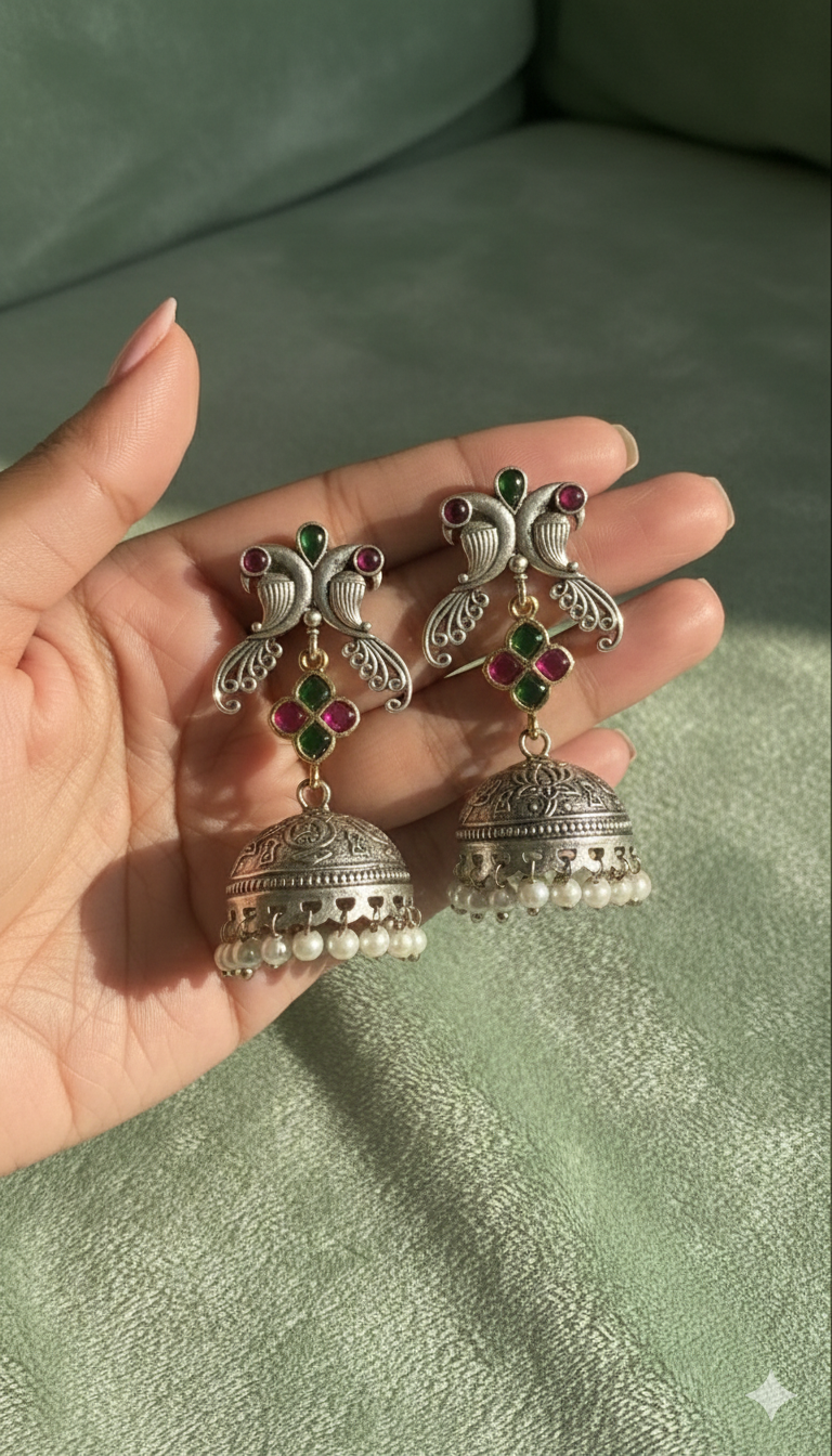 Gulnaar Oxidised Jhumka