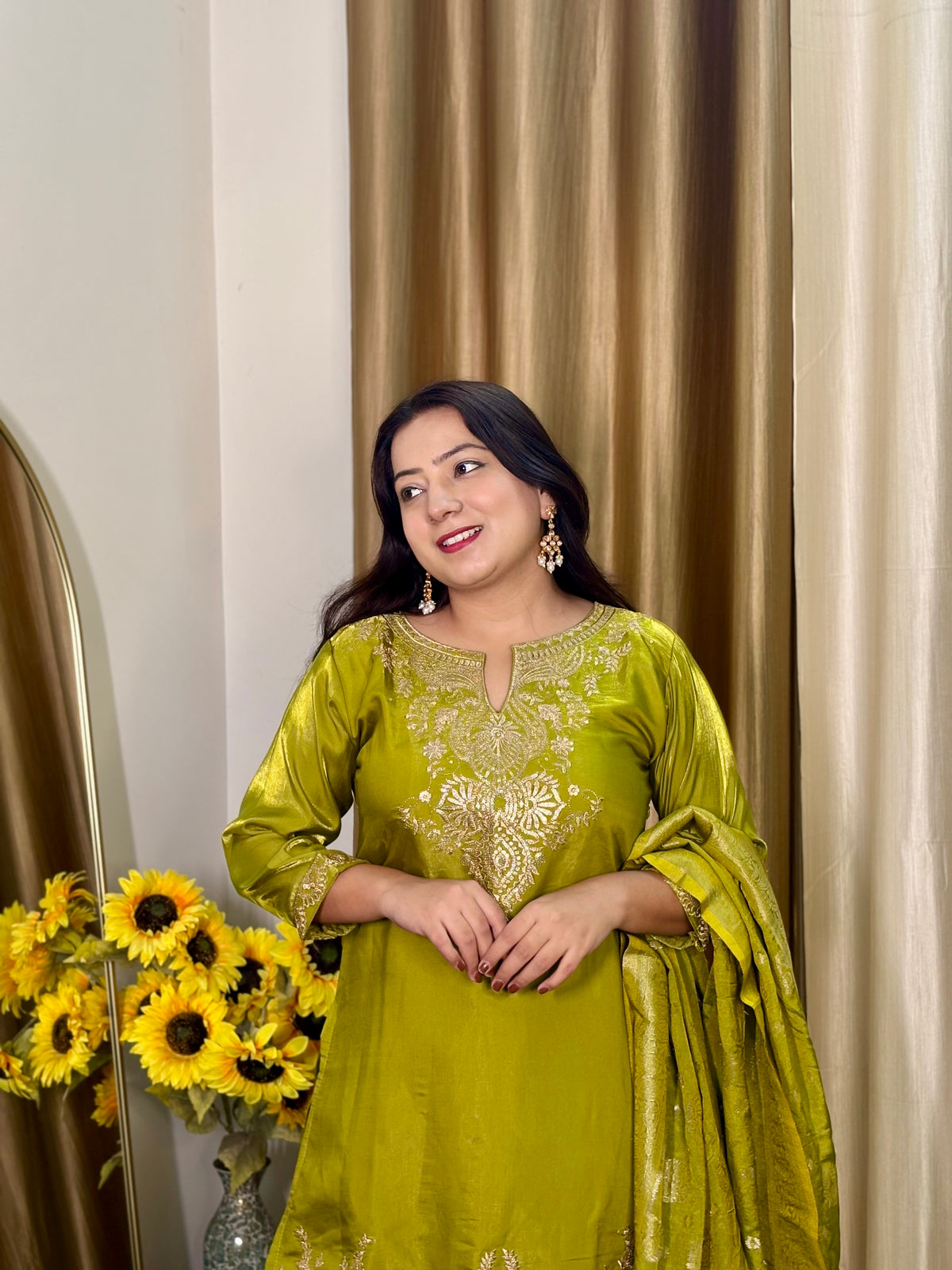 Festive Neon Green Palazzo Suit