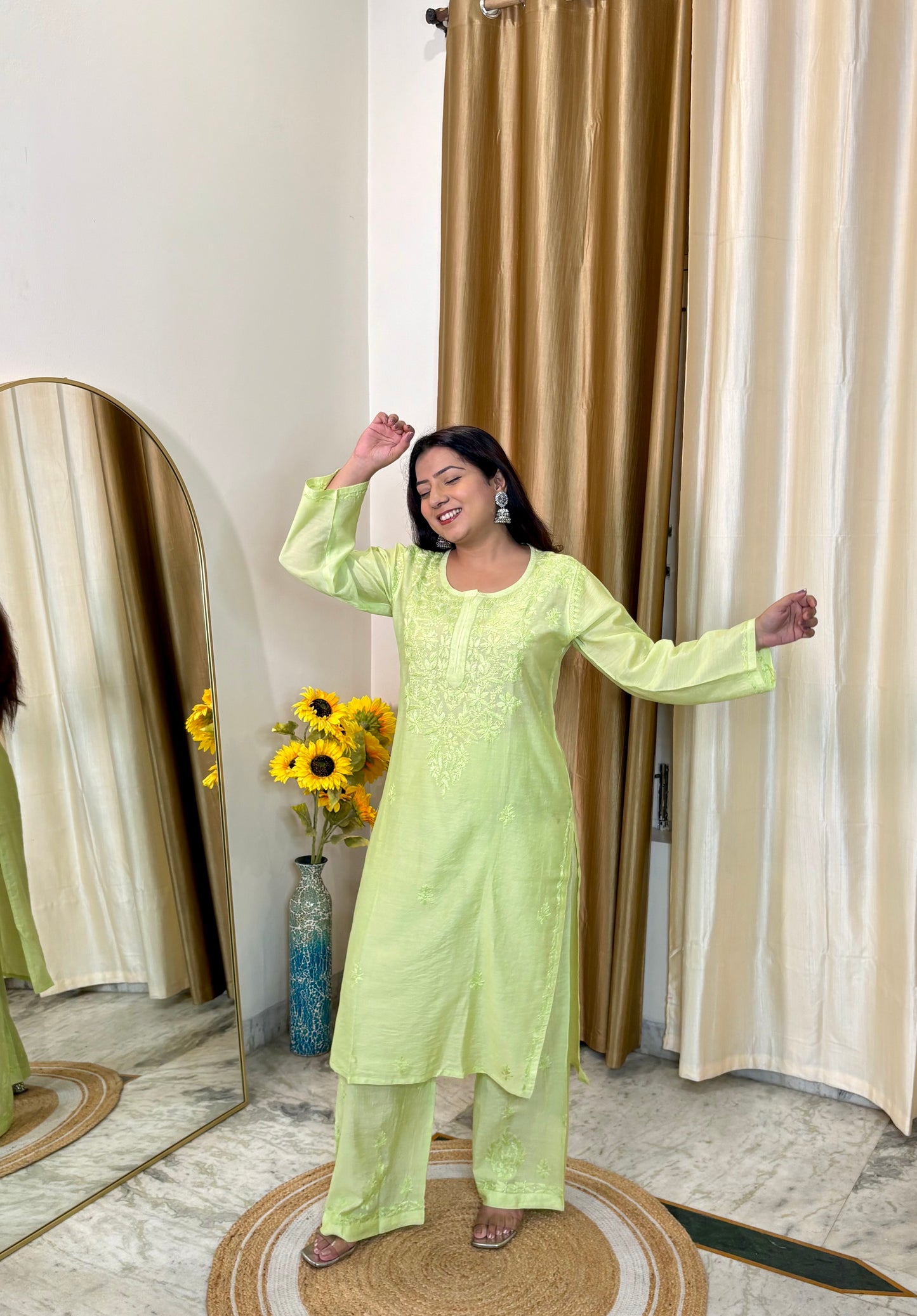 Noor Mul Chanderi Chikankari Coord Set