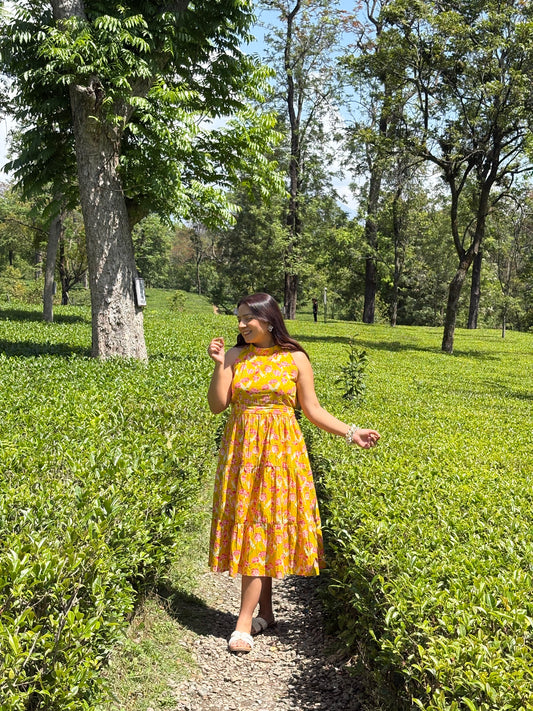 Sunheri Bloom Halter Dress