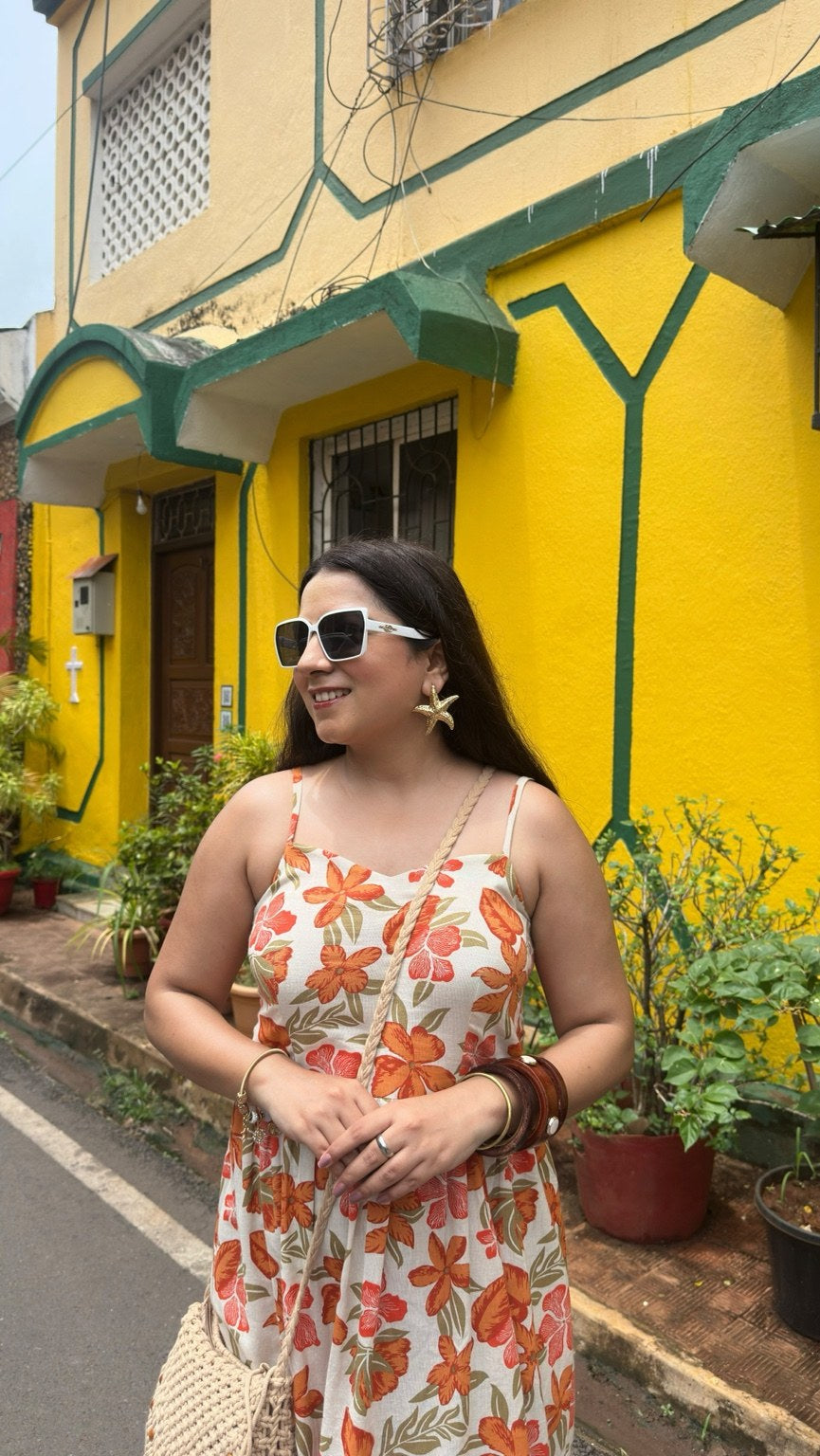 Sanjh Phool Linen Dress